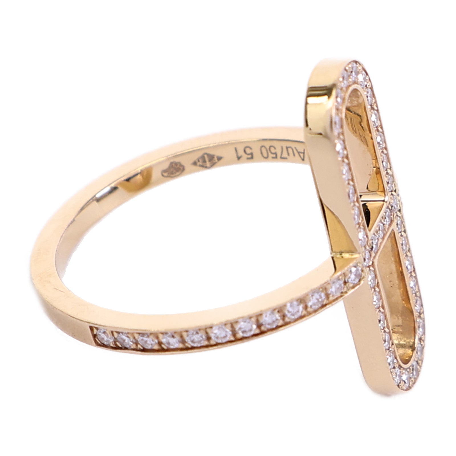 HERMES 18K玫瑰金Ever Chaine D'ancre Ring鑽石戒指