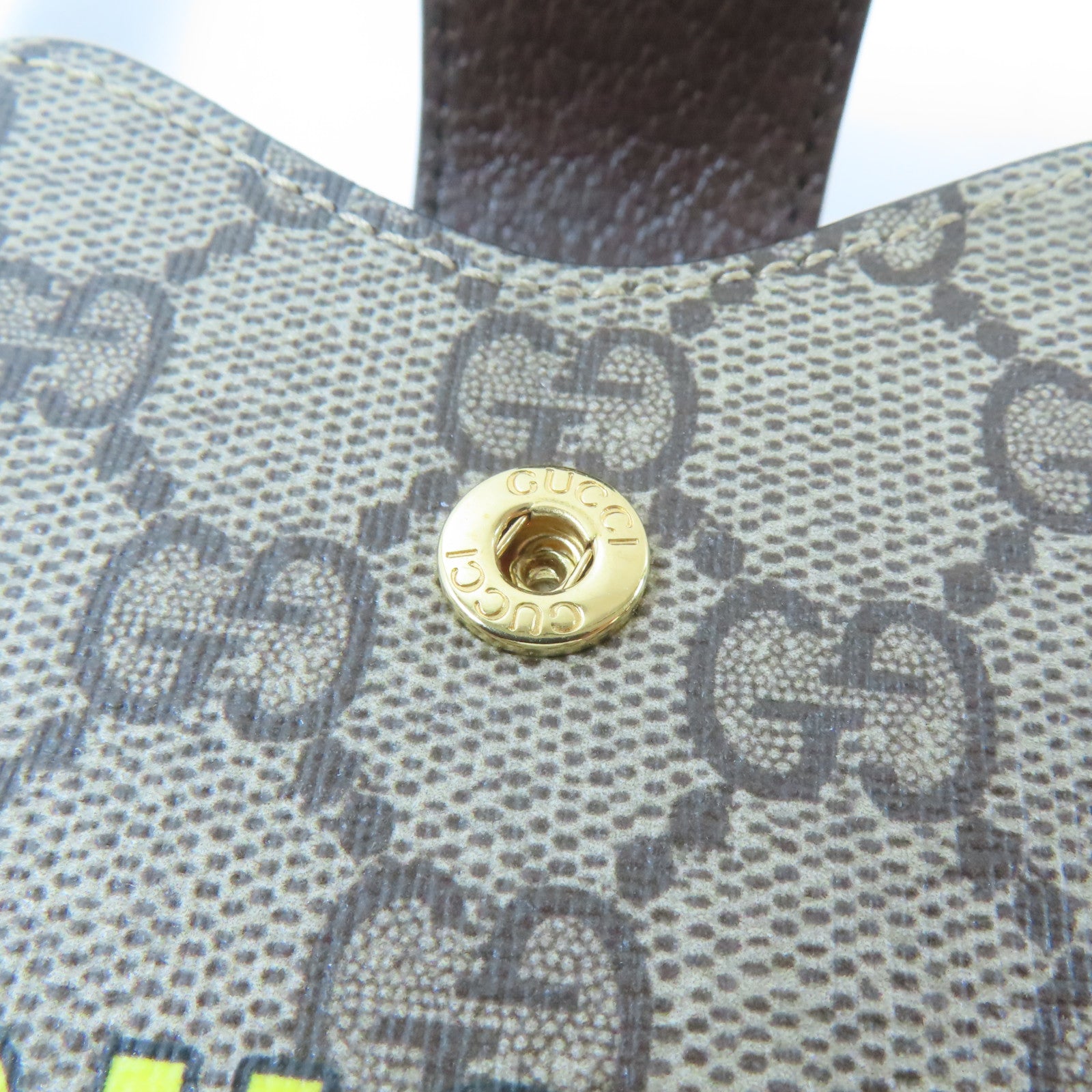 GUCCI 塗層帆布Phone Case金扣肩背袋棕色