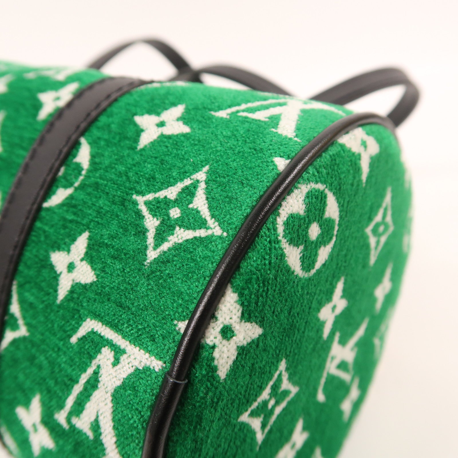 LOUIS VUITTON Monogram Jacquard Velvet Papillon金扣肩背袋綠色