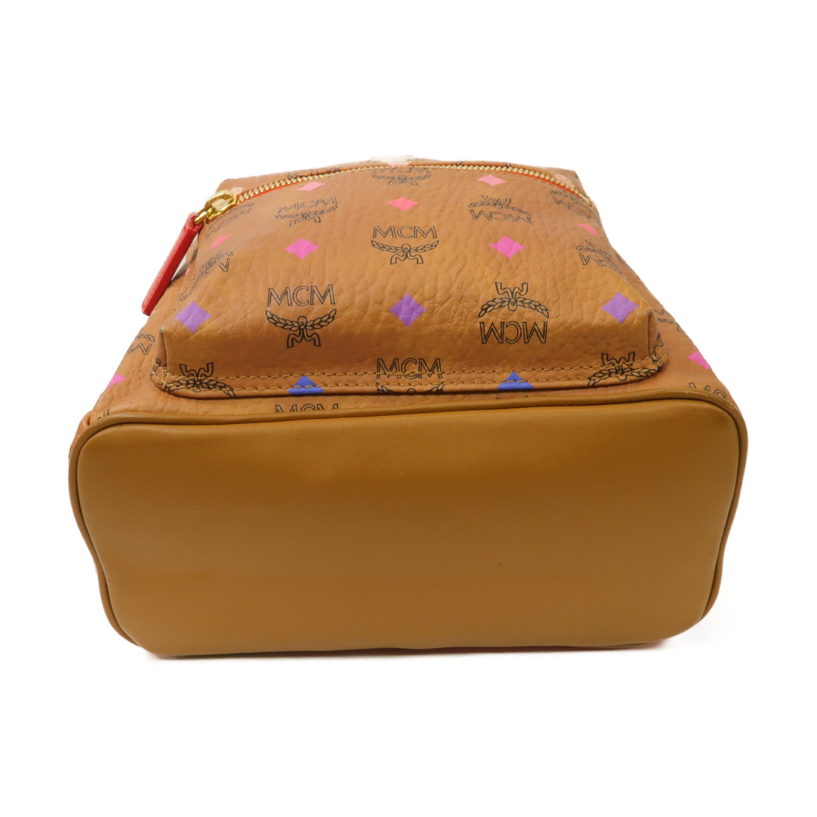 MCM 塗層帆布Backpack金扣背包棕色