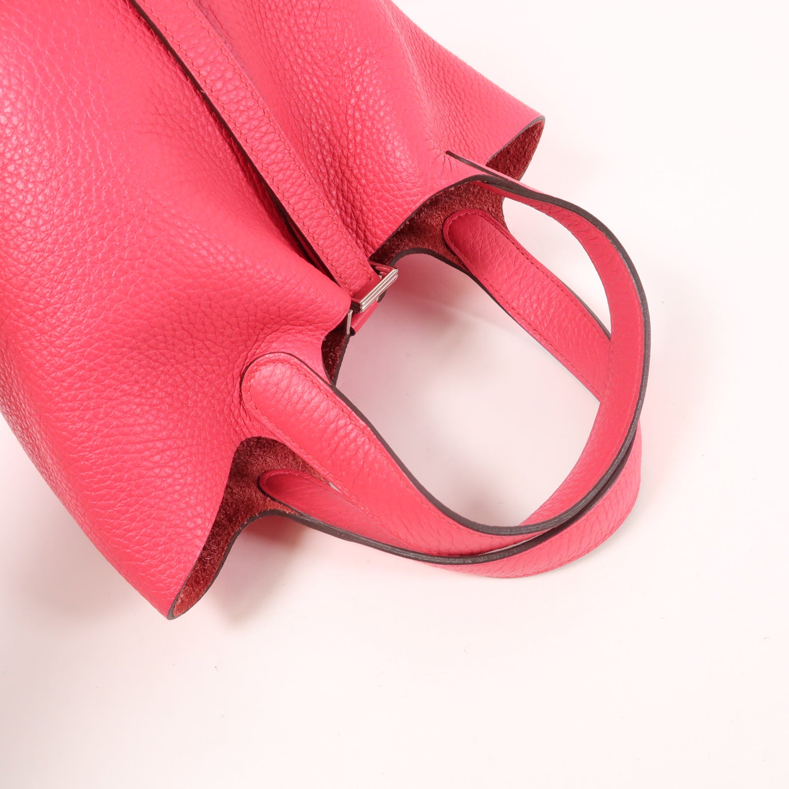 HERMES Clemence皮革Picotin PM手挽袋Rose Mexico