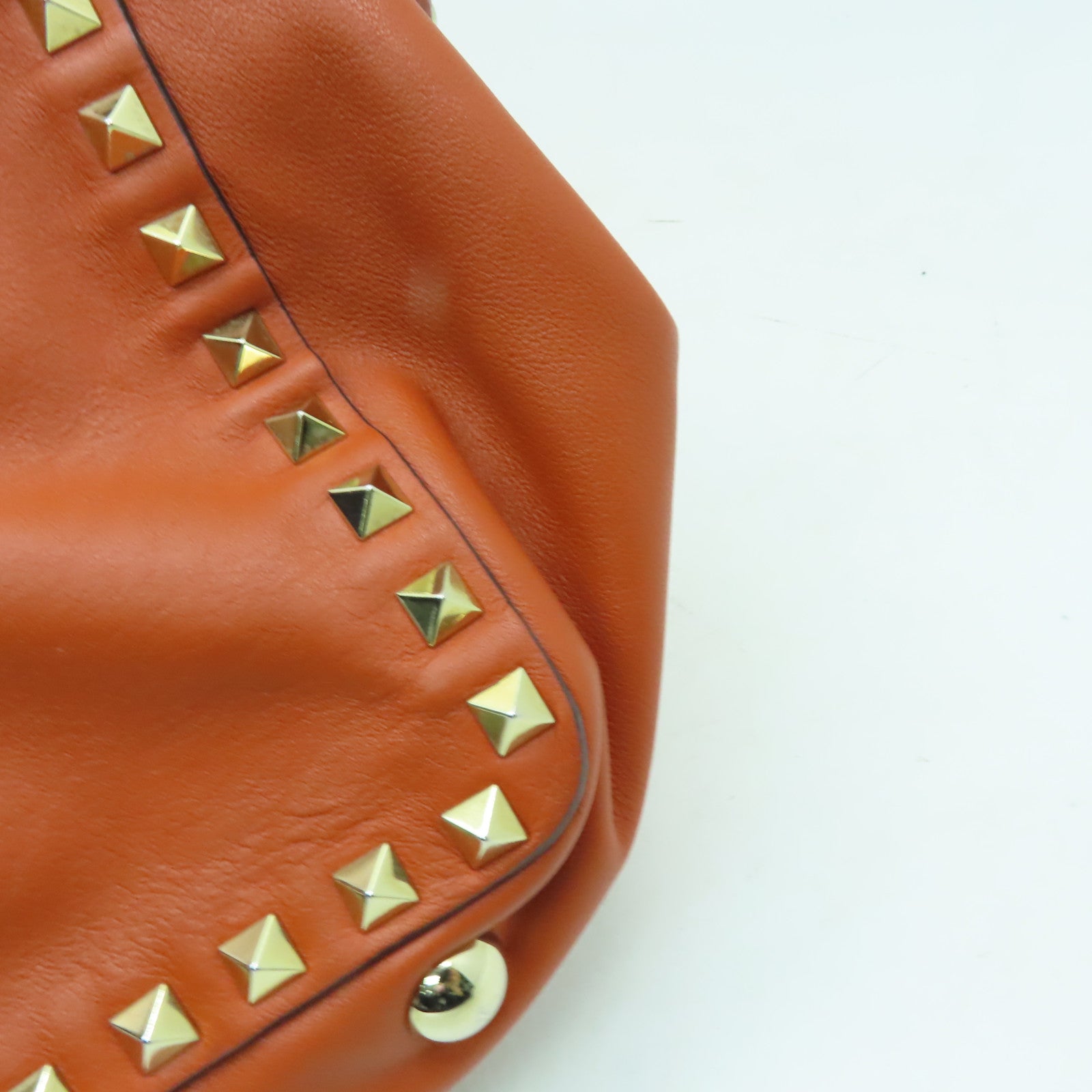 Valentino 【激減優惠】羊皮皮革2 Way Shoulder金扣手挽肩背兩用袋橙色