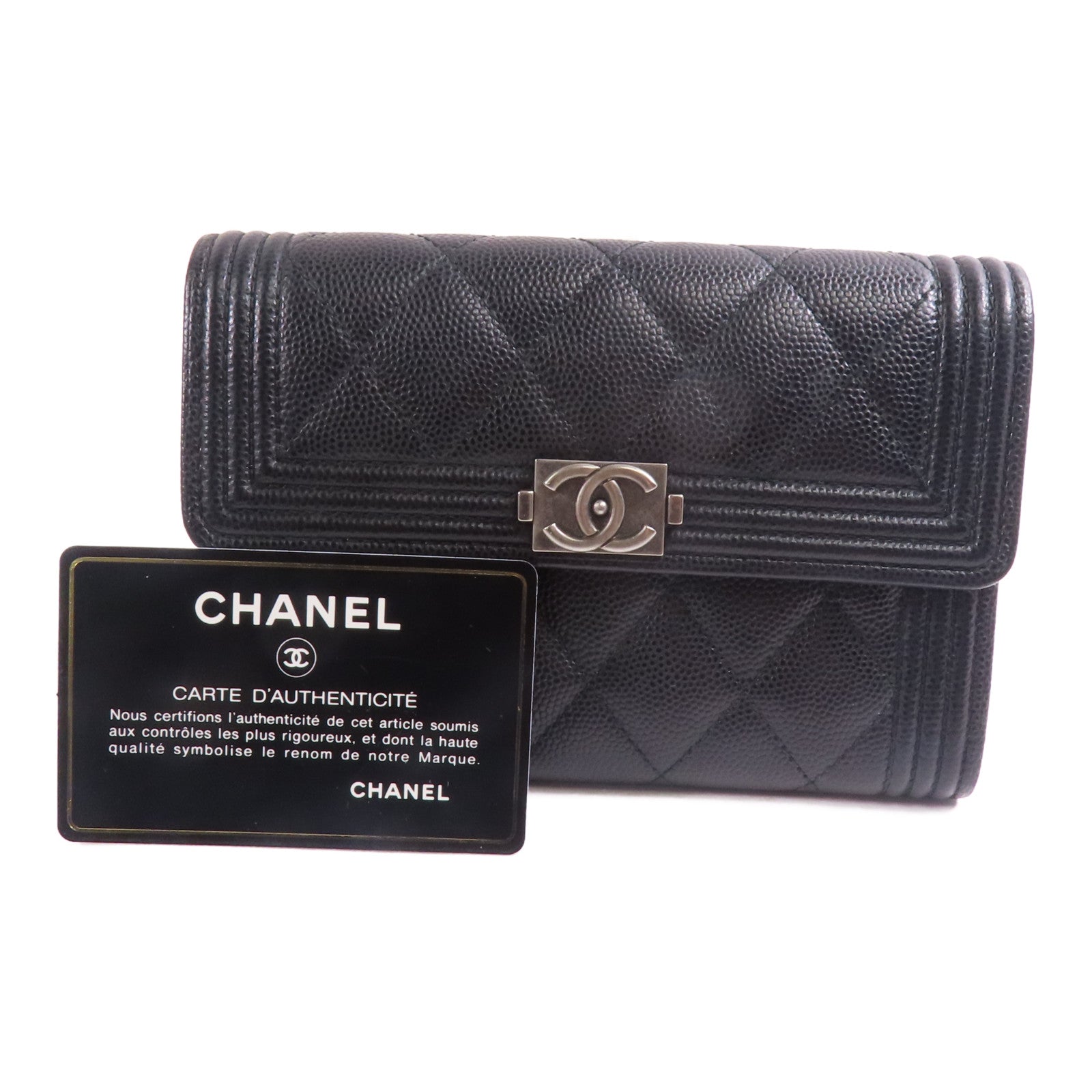 CHANEL 牛皮皮革Boy Wallet錢包