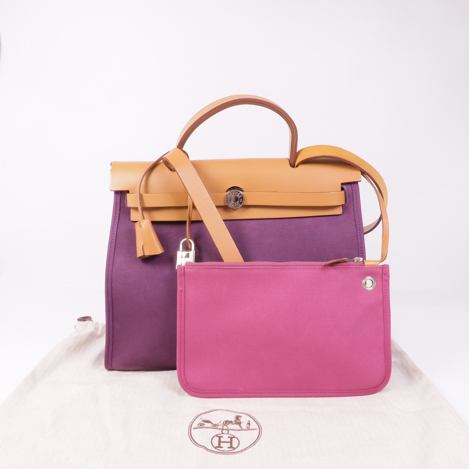 HERMES 帆布Herbag PM手挽肩背兩用袋Purple