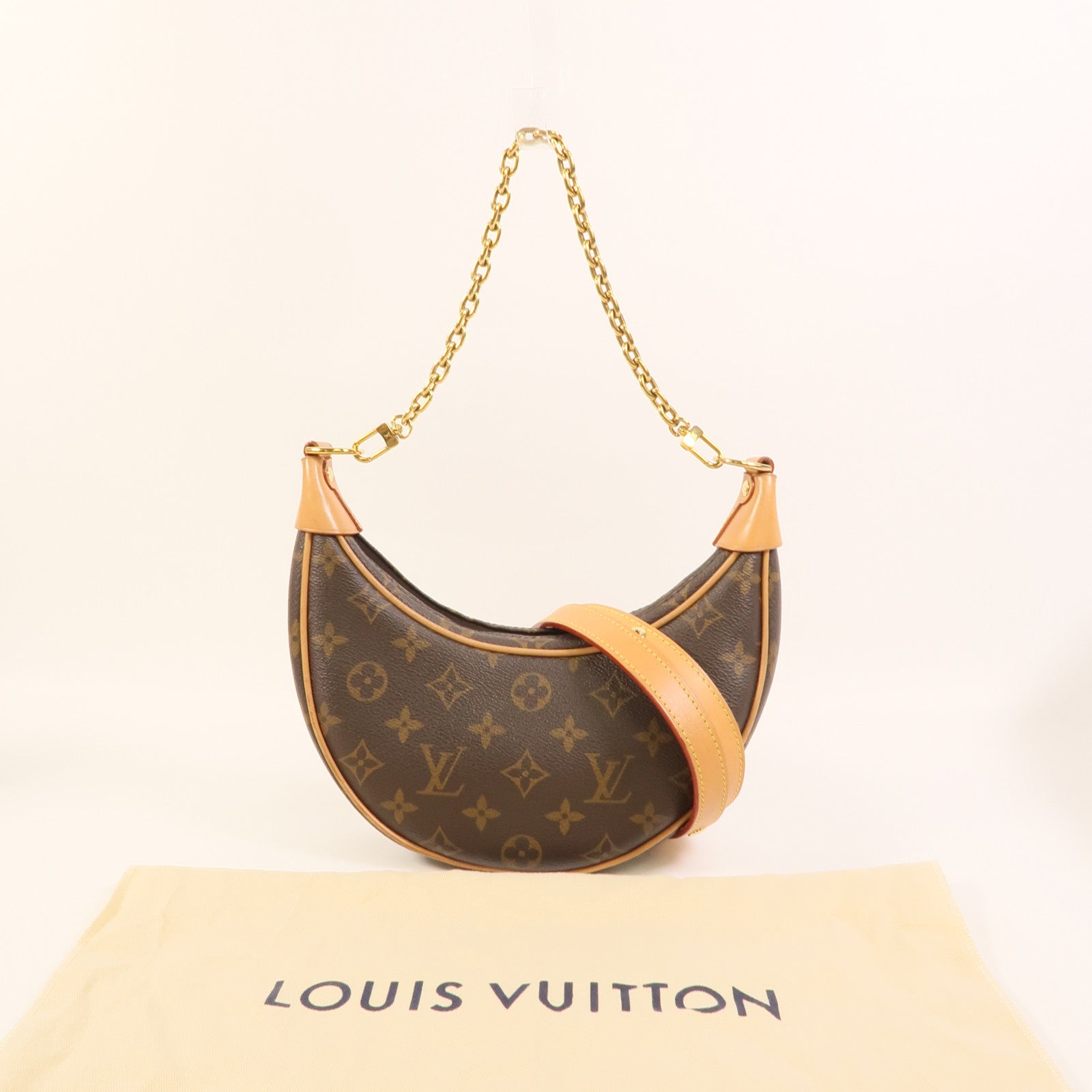 LOUIS VUITTON Monogram Loop金扣肩背袋棕色