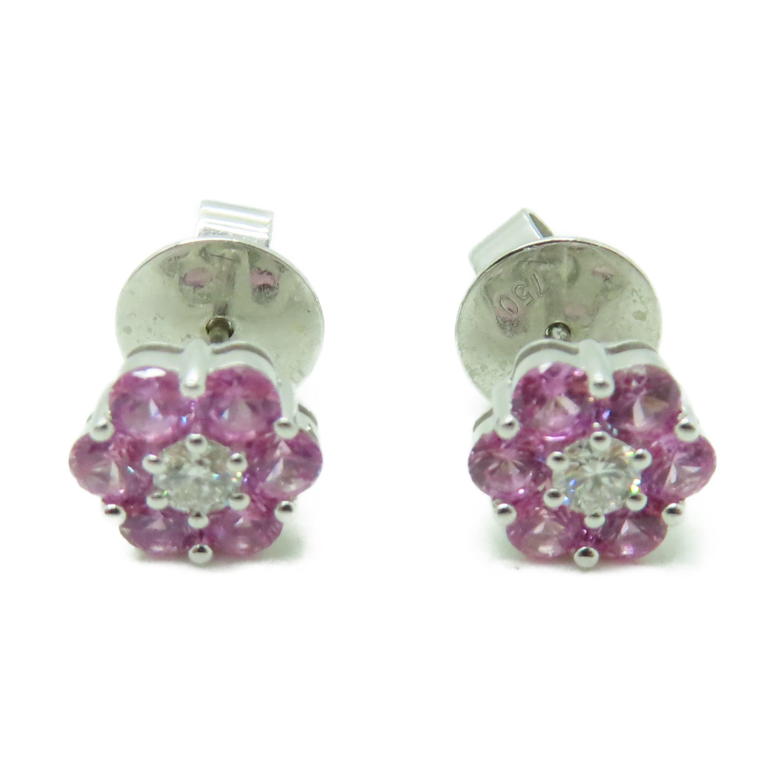 JEWELRY 【激減優惠】18K白金Earrings粉紅色藍寶石耳環
