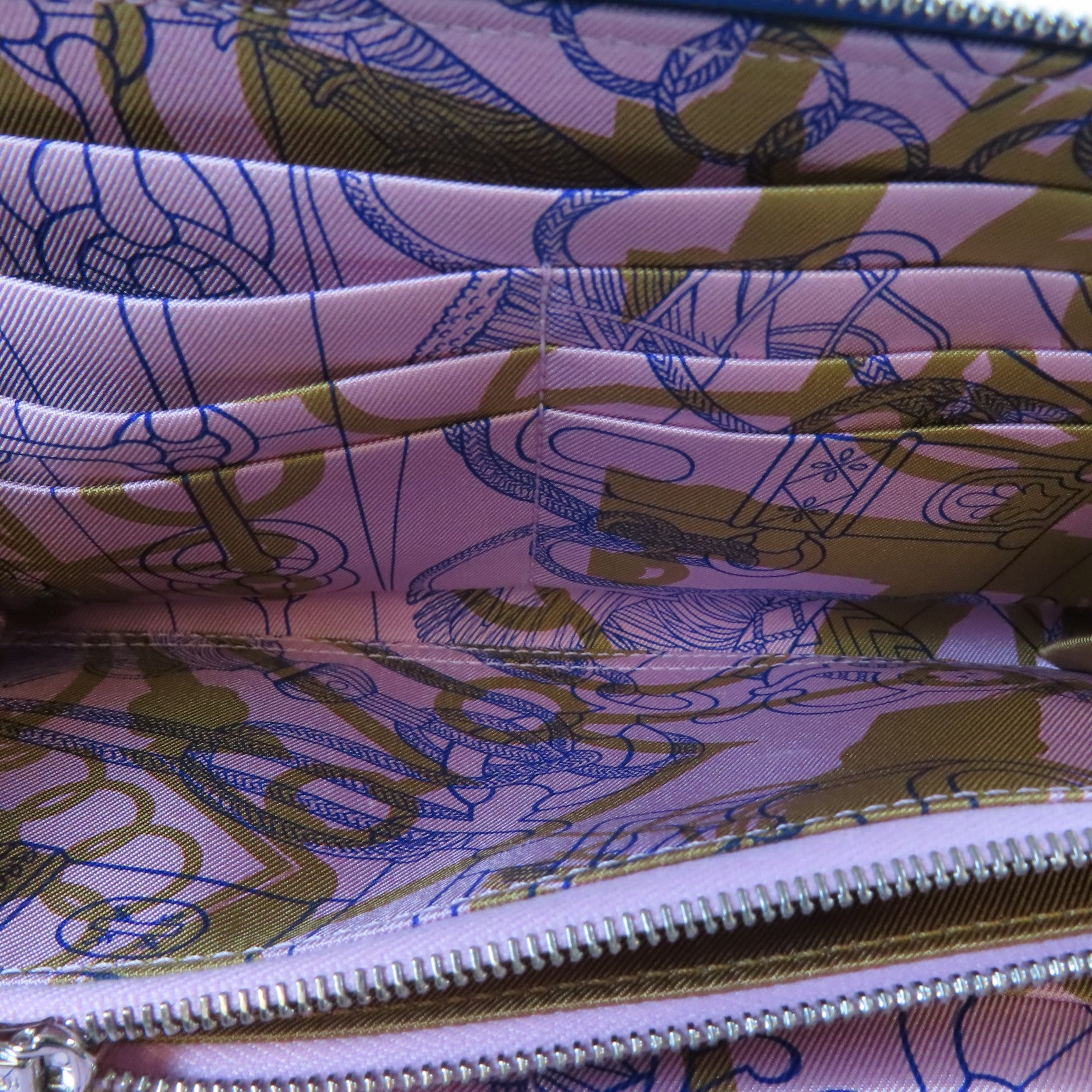 HERMES 【激減優惠】Epsom皮革Silk'In Classique Long Wallet銀扣長錢包皇家藍色