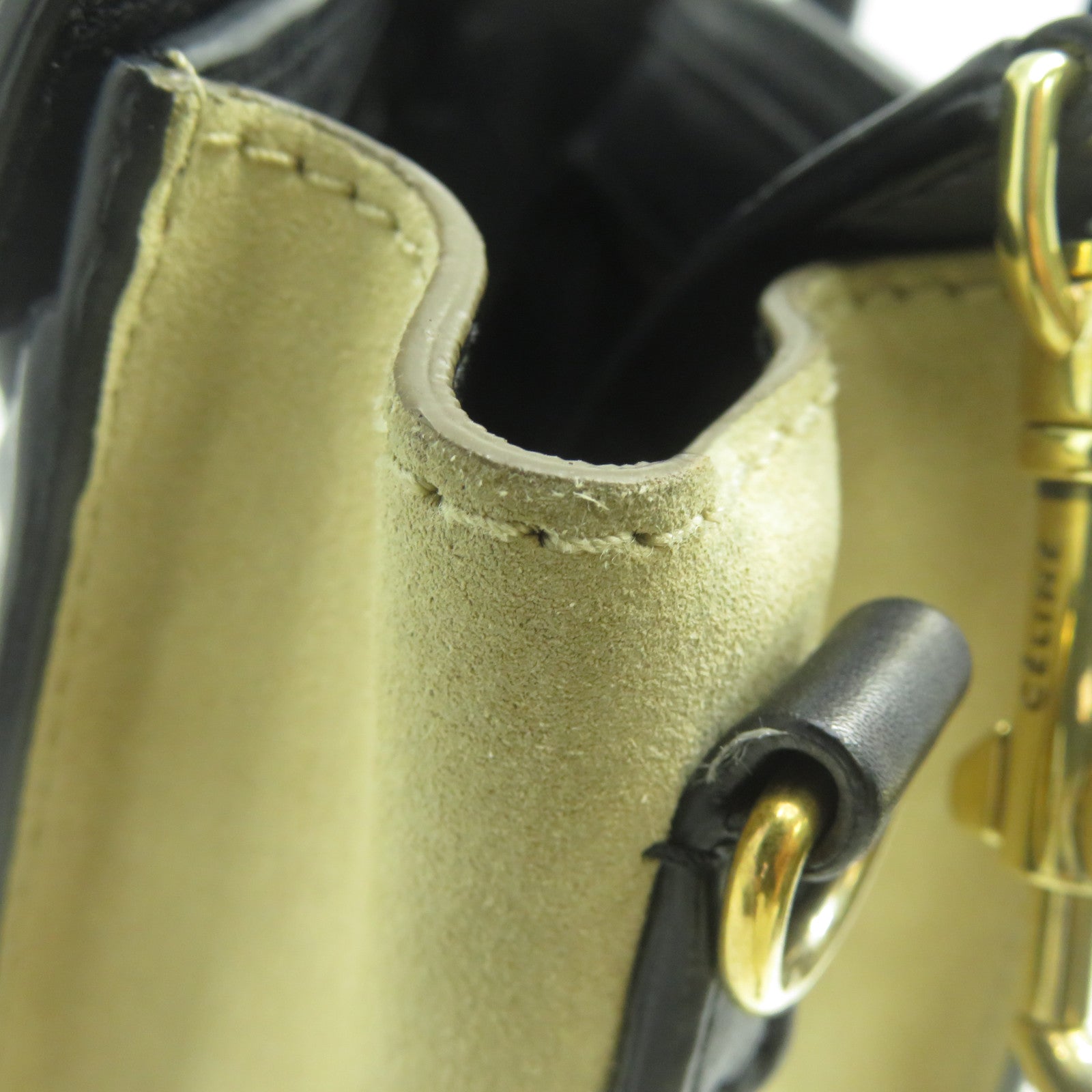 CELINE 牛皮皮革Nano Luggage金扣手挽肩背兩用袋紅色/黑色/米色