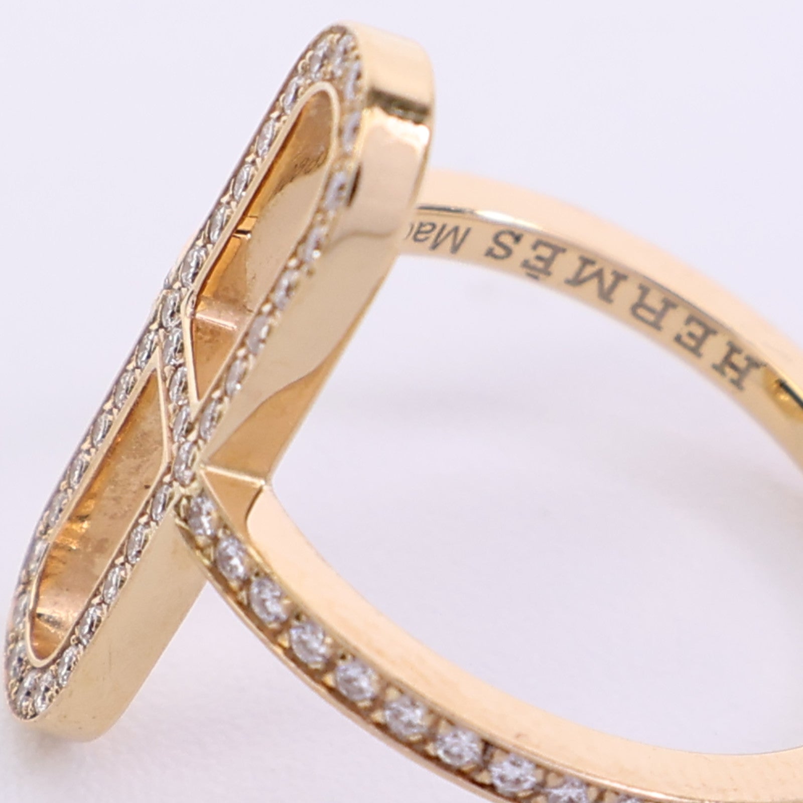 HERMES 18K玫瑰金Ever Chaine D'ancre Ring鑽石戒指