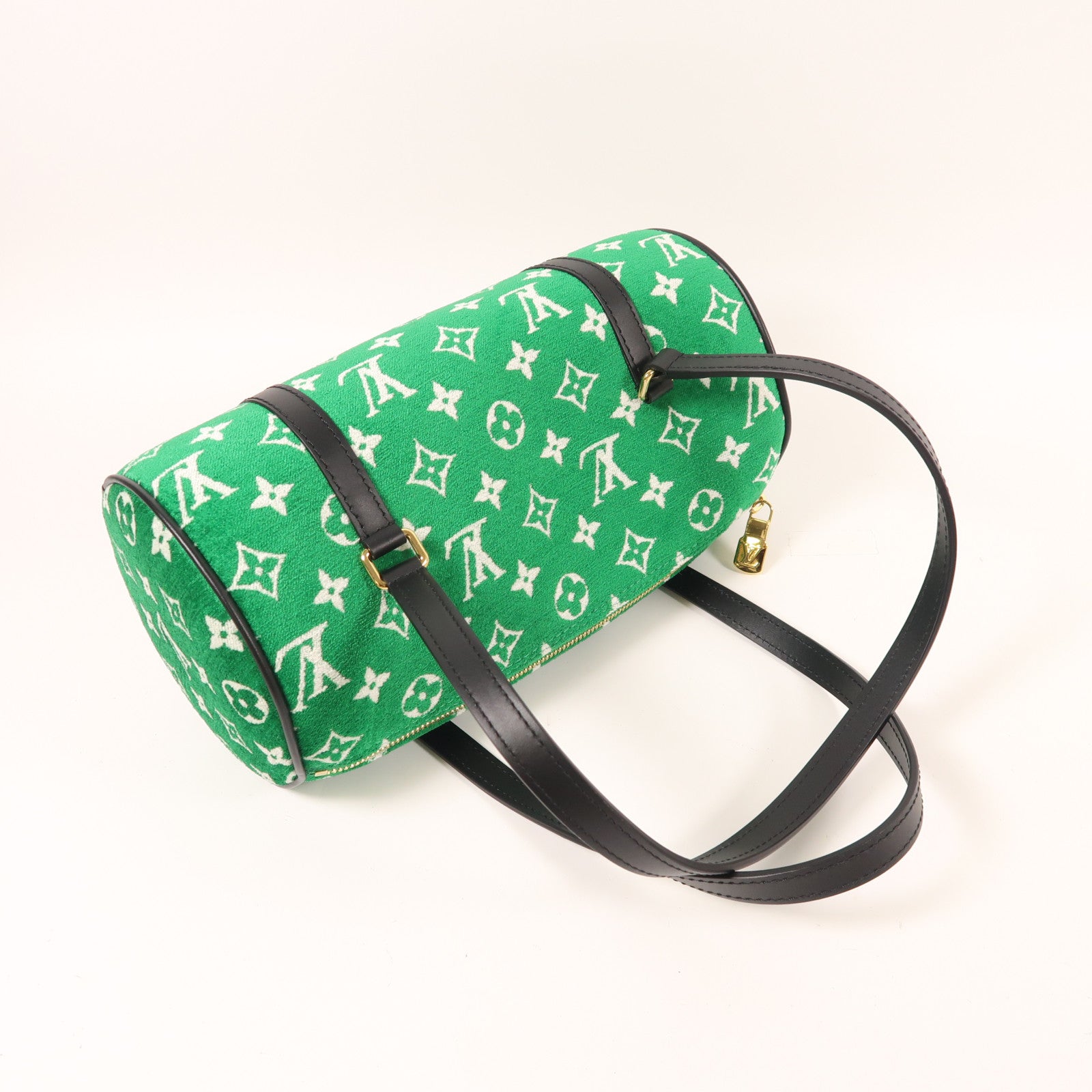 LOUIS VUITTON Monogram Jacquard Velvet Papillon金扣肩背袋綠色