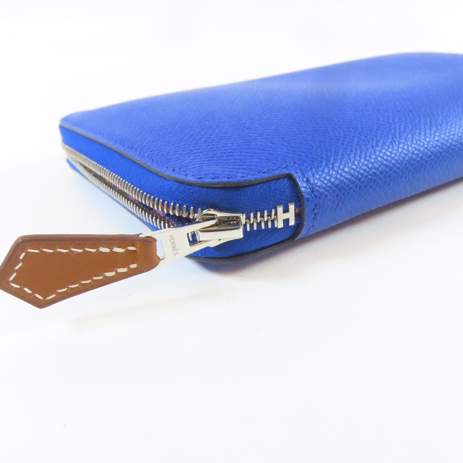 HERMES 【激減優惠】Epsom皮革Silk'In Classique Long Wallet銀扣長錢包皇家藍色