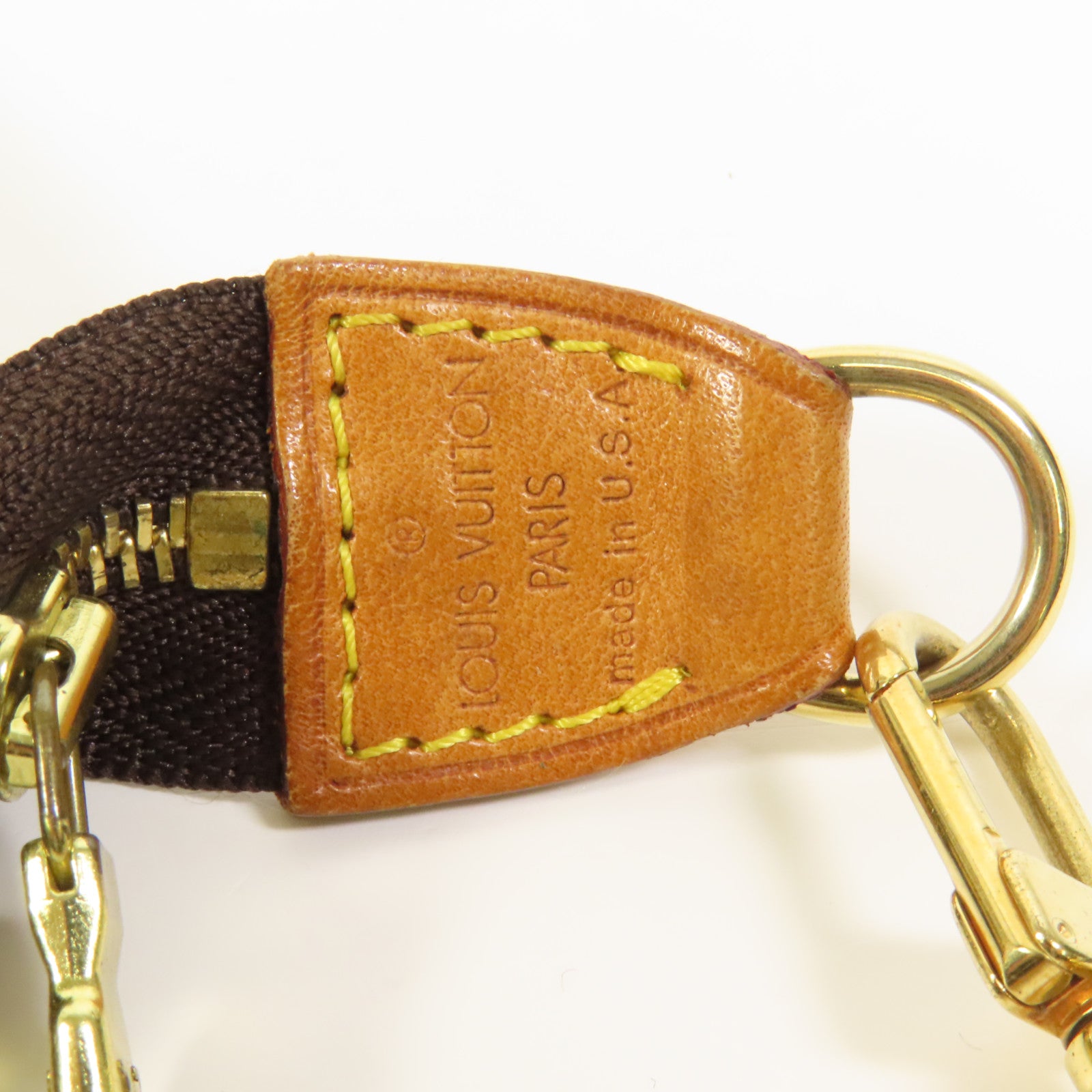 LOUIS VUITTON Monogram Pochette Accessoires金扣手挽袋棕色