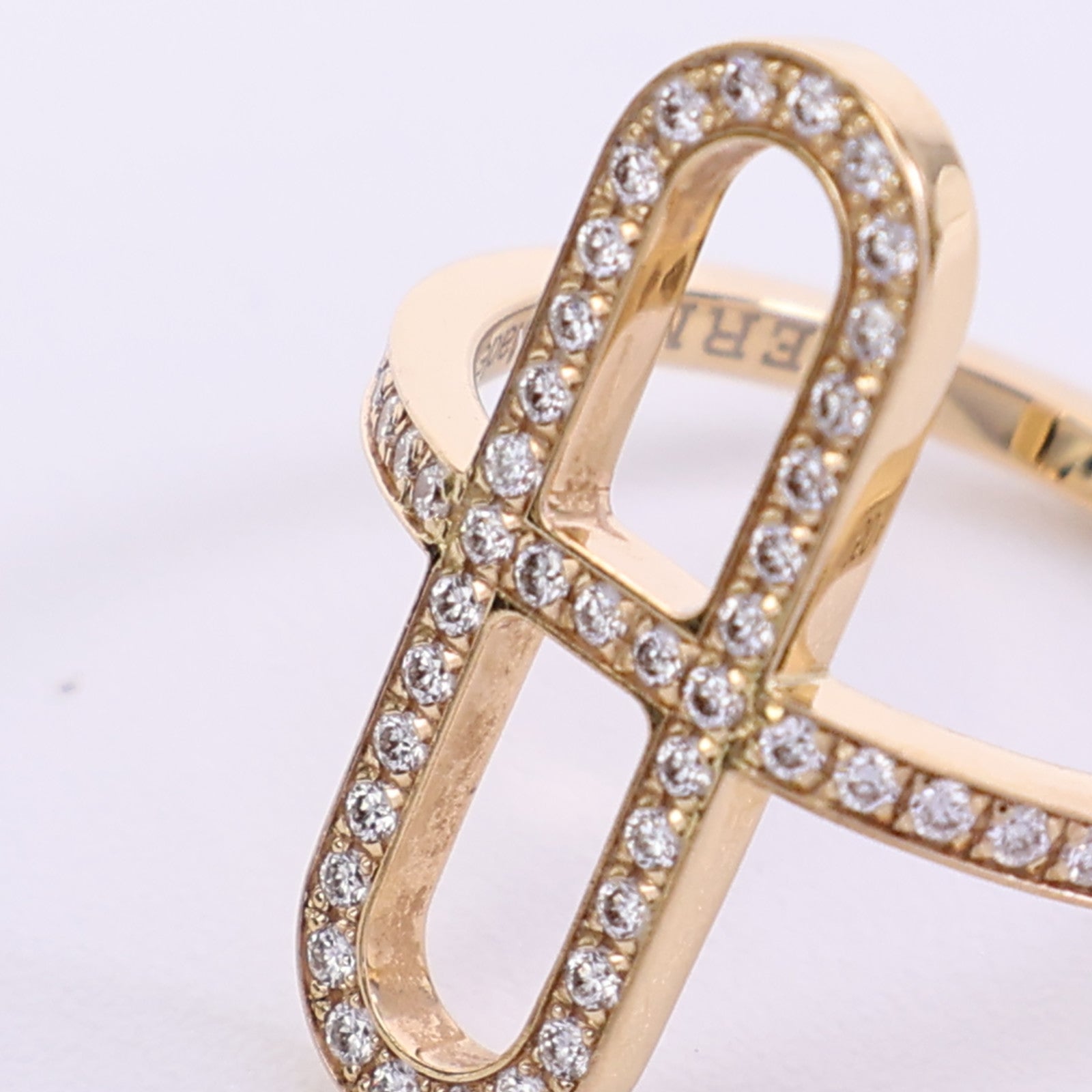 HERMES 18K玫瑰金Ever Chaine D'ancre Ring鑽石戒指