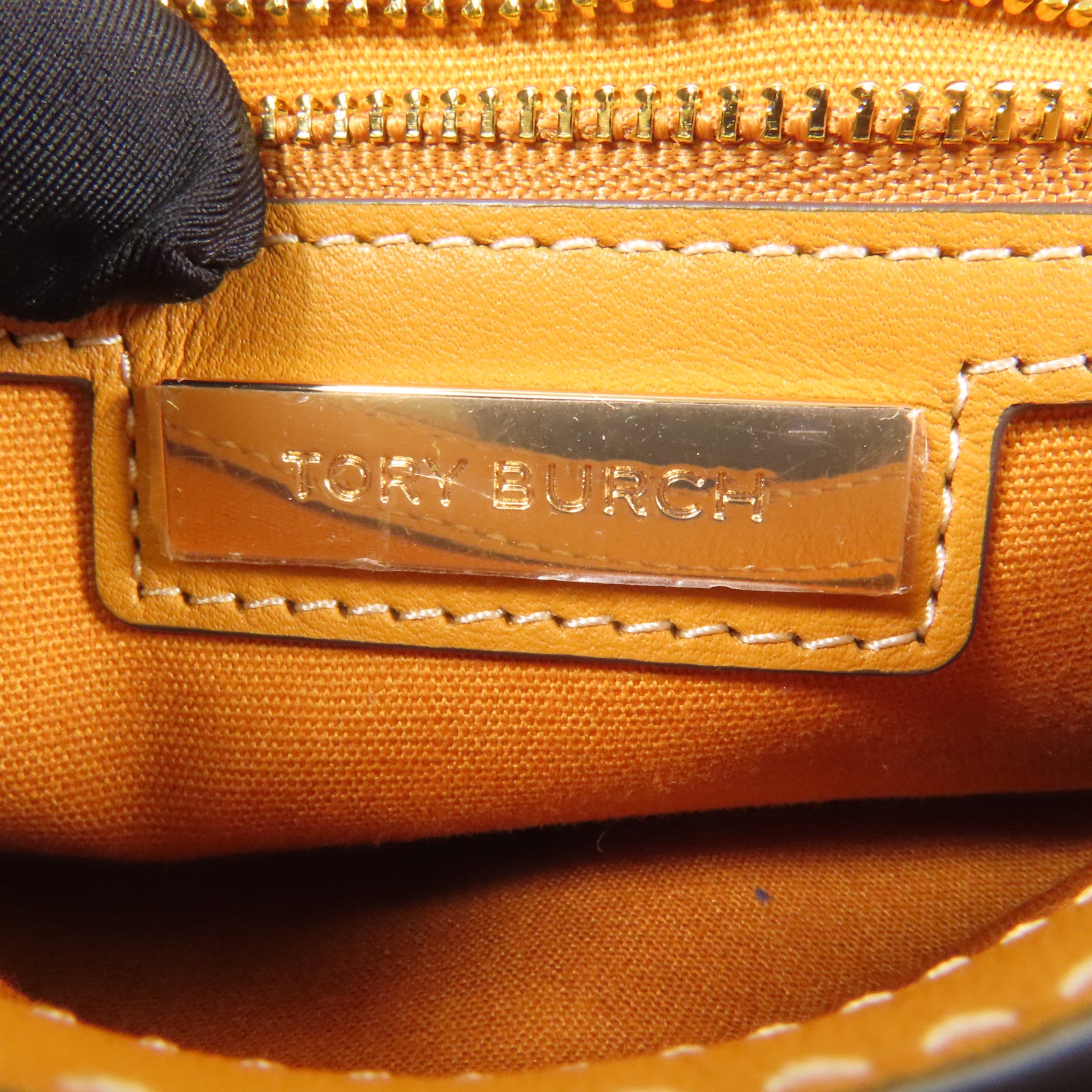 Tory Burch 帆布/皮革2way Shoulder Bag金扣手挽肩背兩用袋