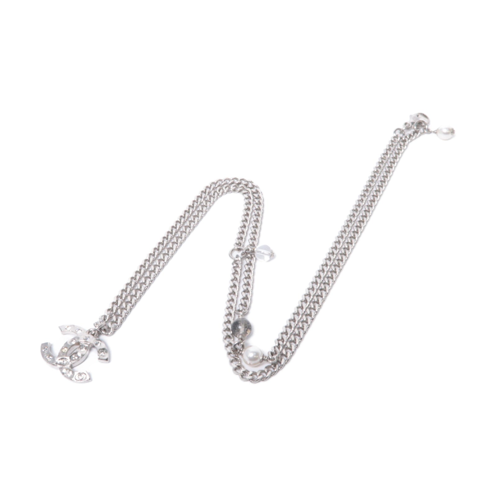 CHANEL 【激減優惠】PVC/金屬Necklace項鍊銀色