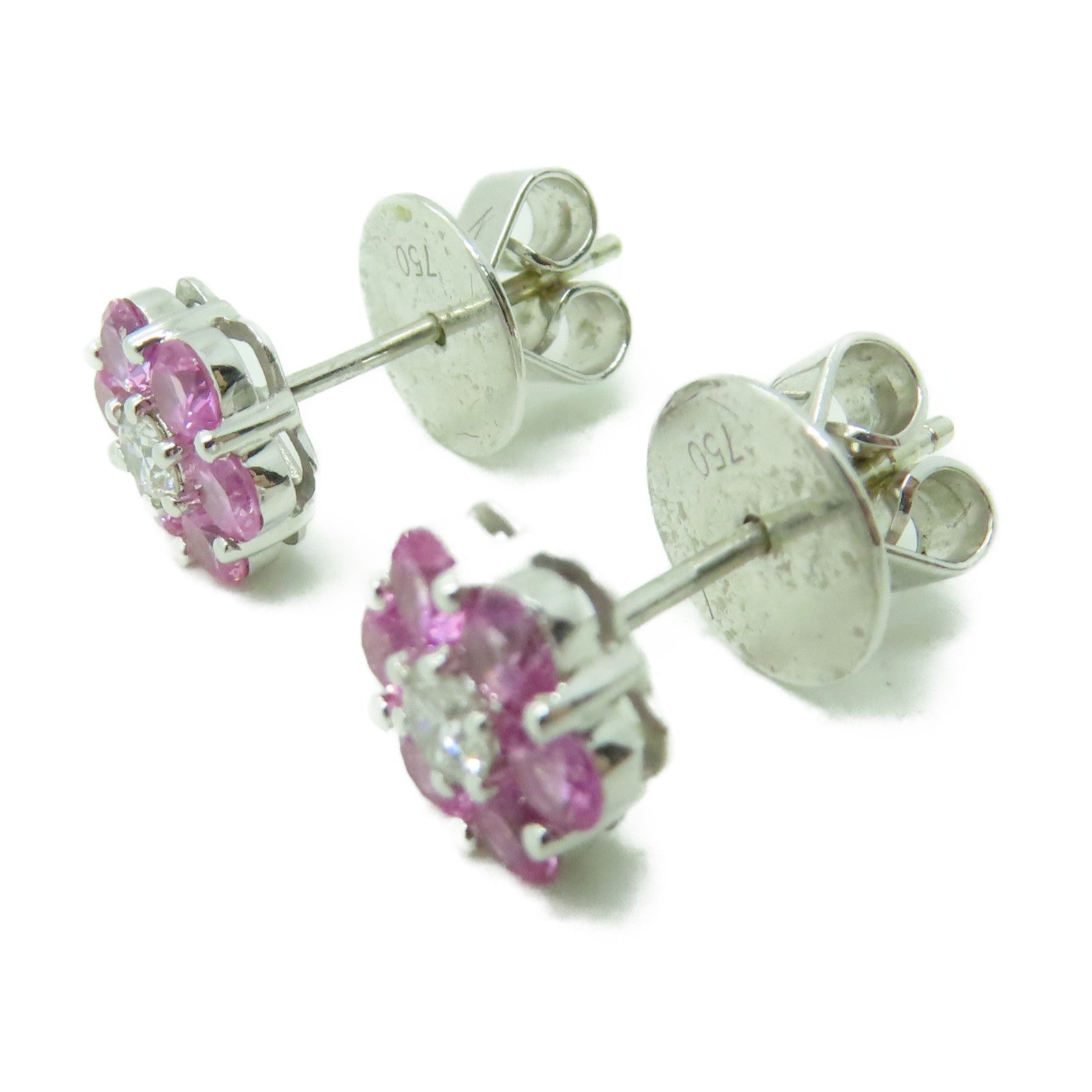 JEWELRY 【激減優惠】18K白金Earrings粉紅色藍寶石耳環
