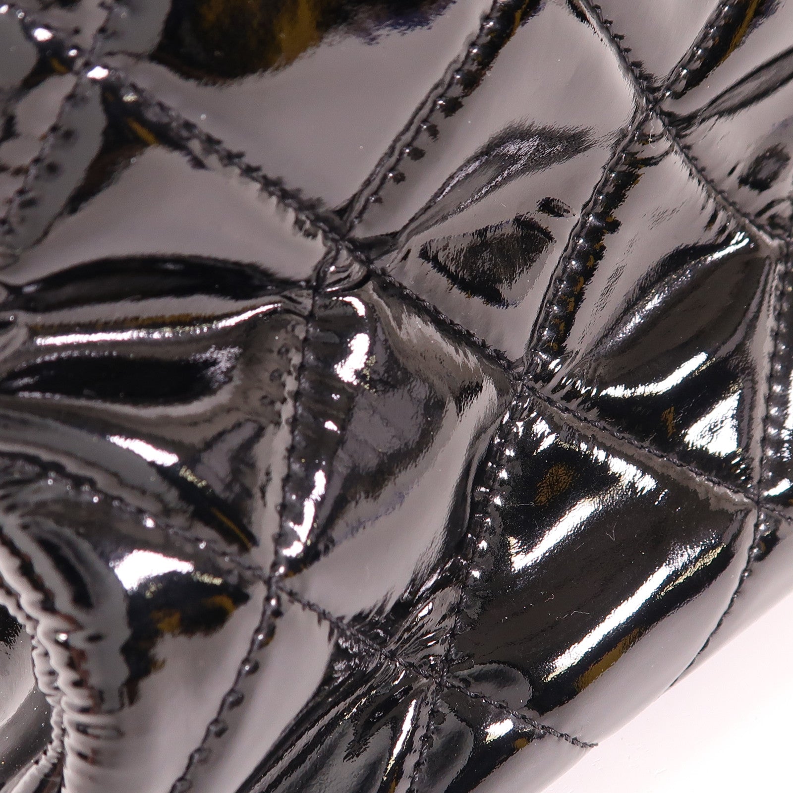 CHANEL CC SHW Chain Shoulder Bag Patent Leather Black