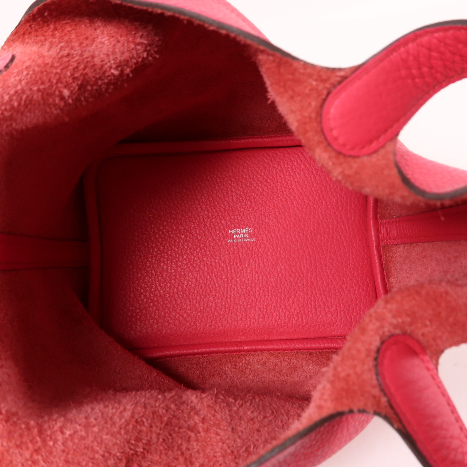HERMES Clemence皮革Picotin PM手挽袋Rose Mexico