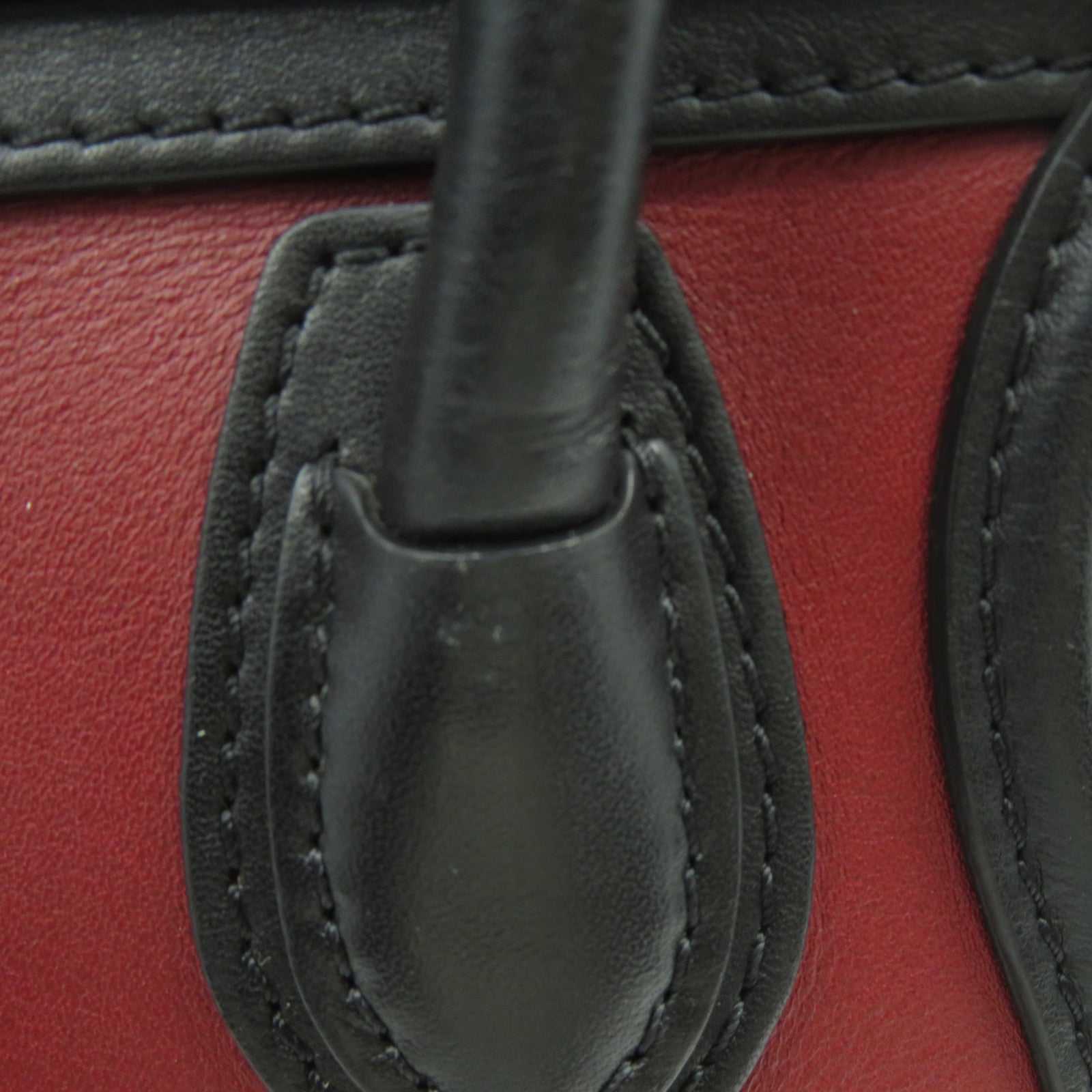 CELINE 牛皮皮革Nano Luggage金扣手挽肩背兩用袋紅色/黑色/米色