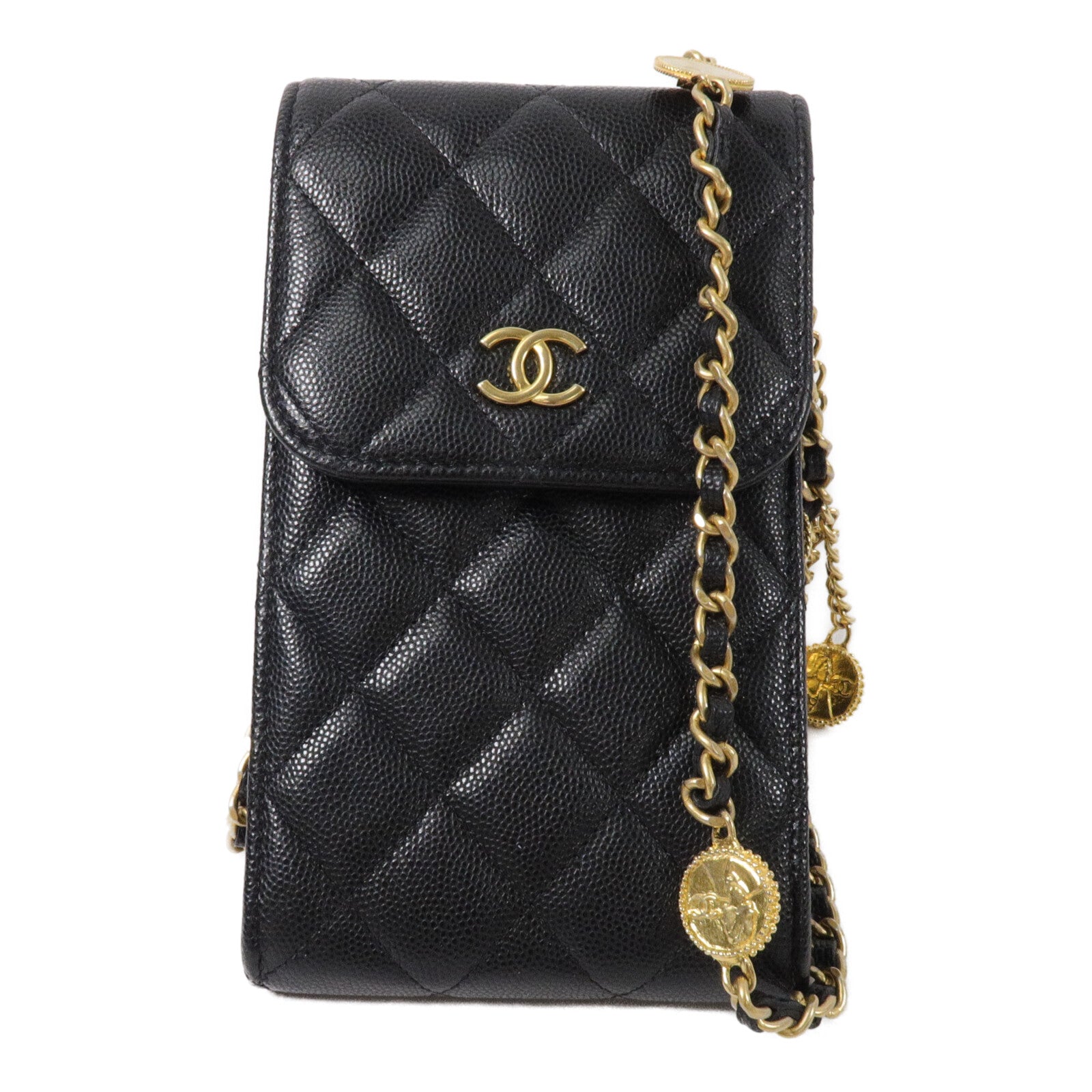 CHANEL 牛皮皮革Phone Bag鏈帶肩背袋