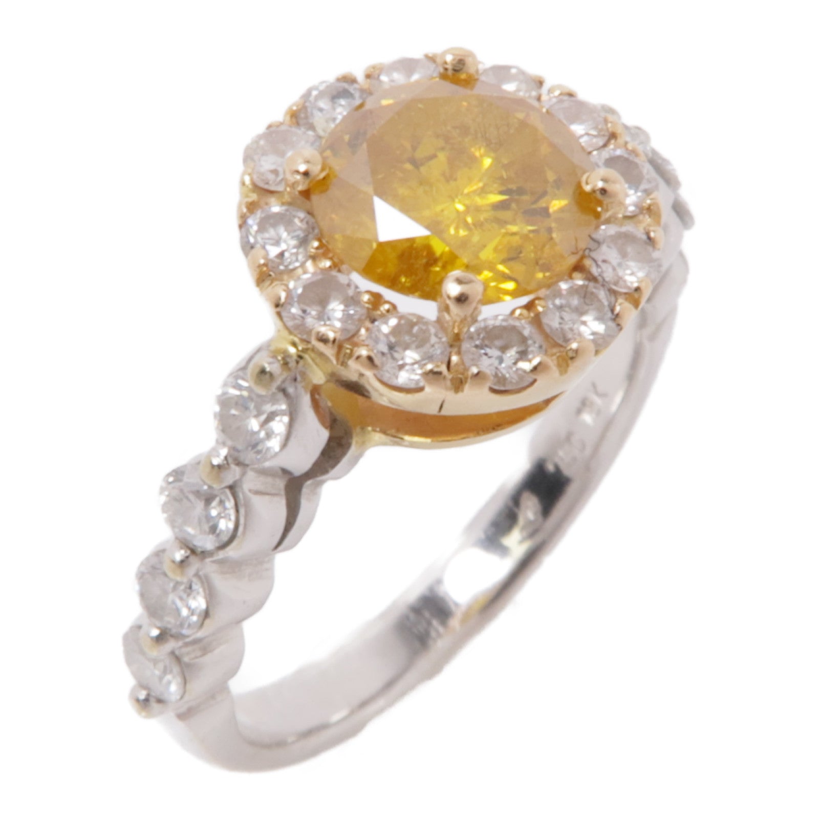 JEWELRY 18K白金Yellow Diamond Ring鑽石戒指US#5