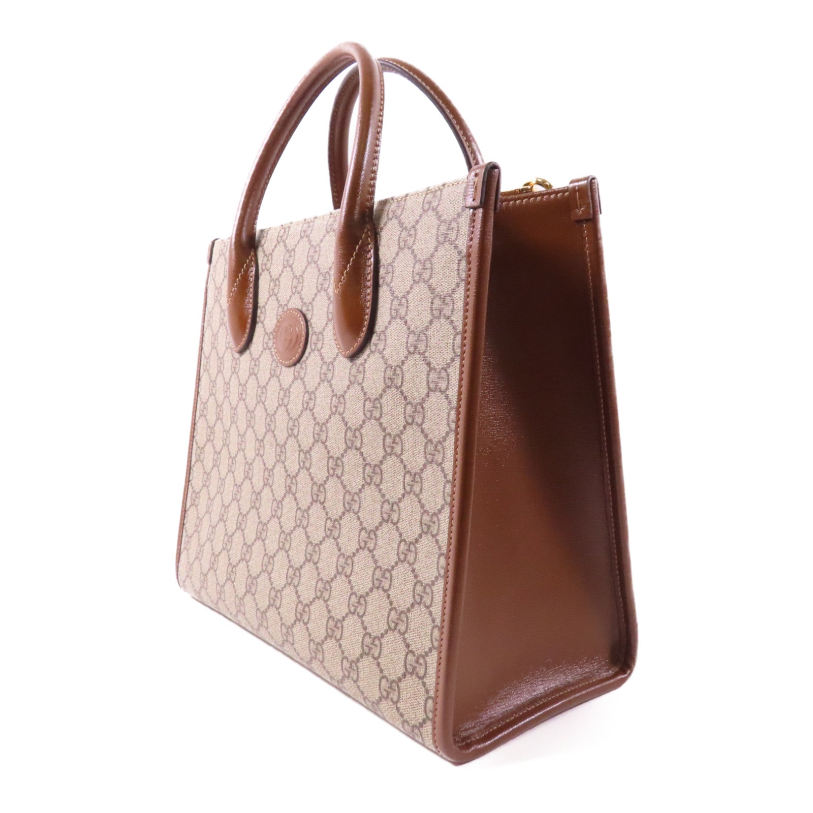 GUCCI 【激減優惠】塗層帆布GG SUPREME Shoulder Bag金扣手挽肩背兩用袋啡色