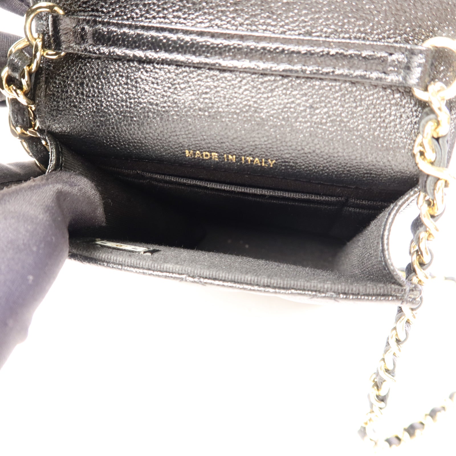 CHANEL 牛皮皮革Phone and Airpods Case金扣手機袋