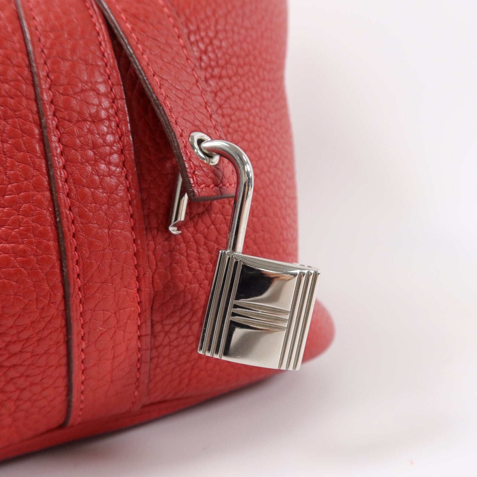 HERMES Clemence皮革Picotin GM手挽袋Rouge Garance