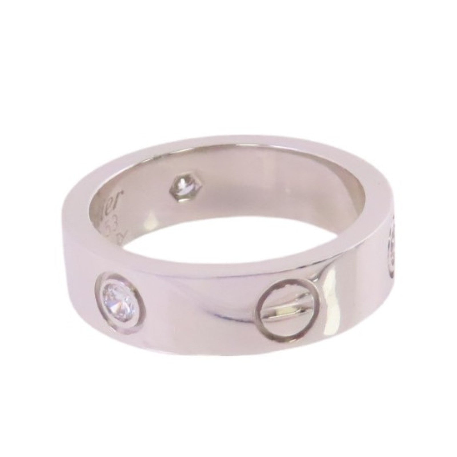 CARTIER 18K白金/鑽石Love Ring 3P Diamond Ring戒指Cartier#53/US#6.25
