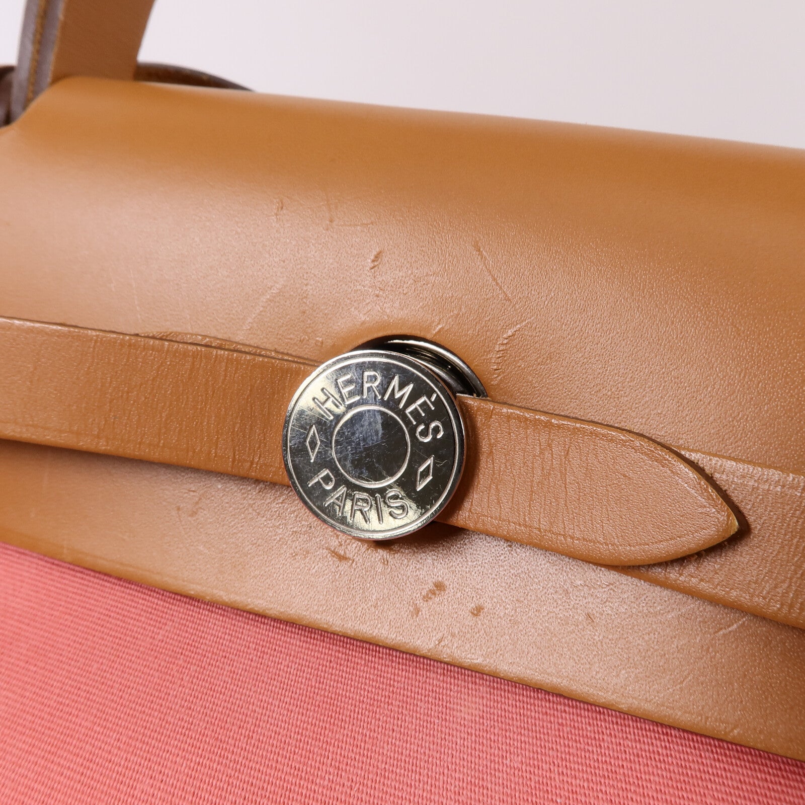 HERMES 帆布Herbag PM手挽肩背兩用袋Rose Azalee