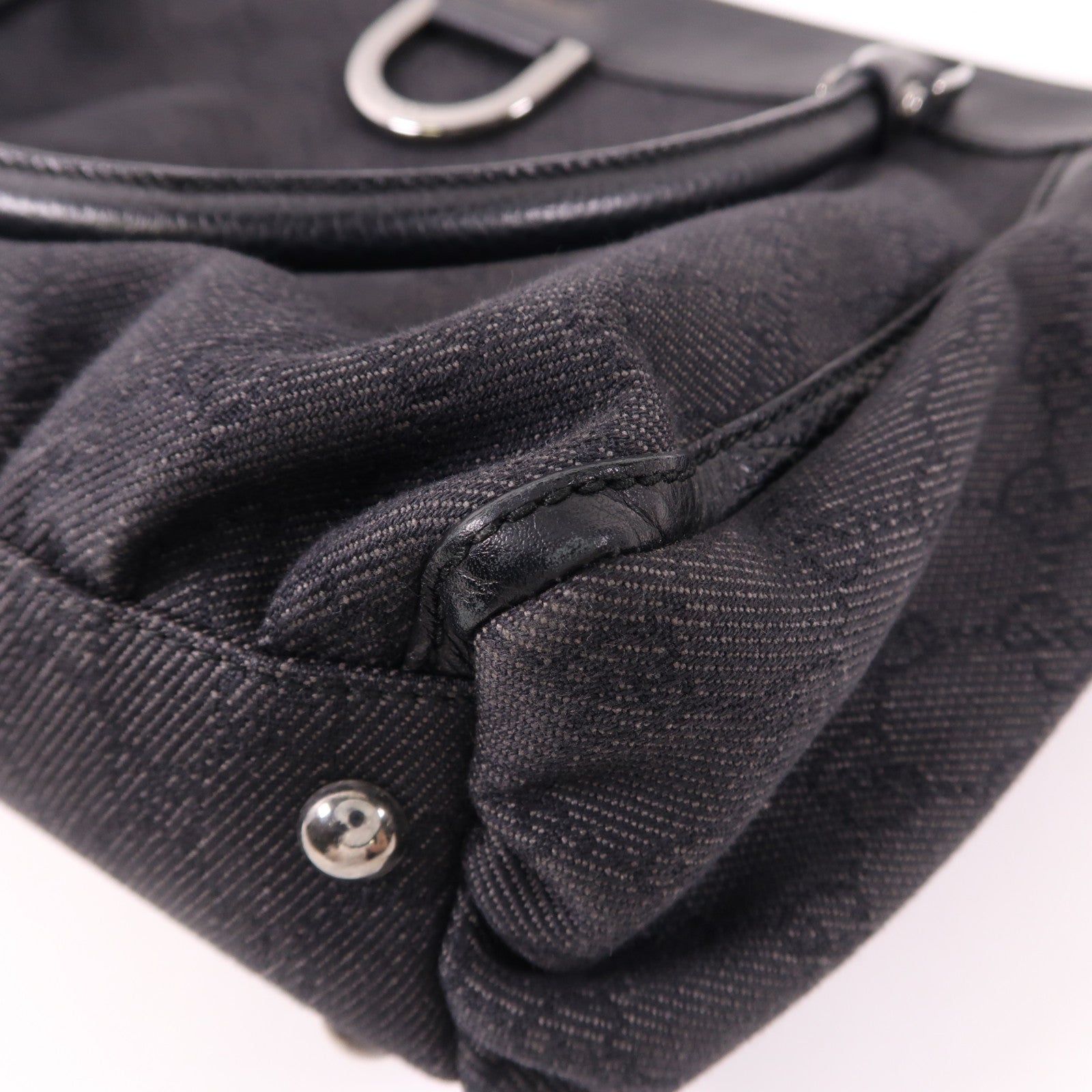 GUCCI 帆布Shoulder Bag銀扣肩背袋