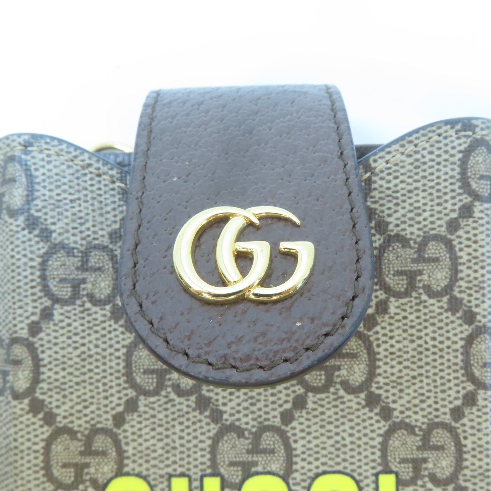 GUCCI 塗層帆布Phone Case金扣肩背袋棕色