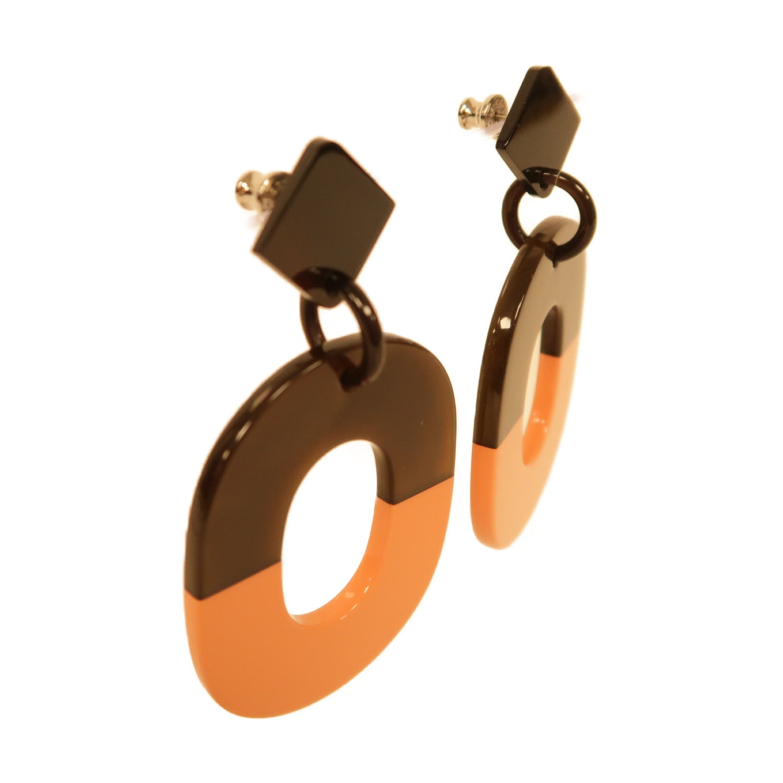 HERMES 【激減優惠】水牛角Earrings耳環啡色/粉紅色