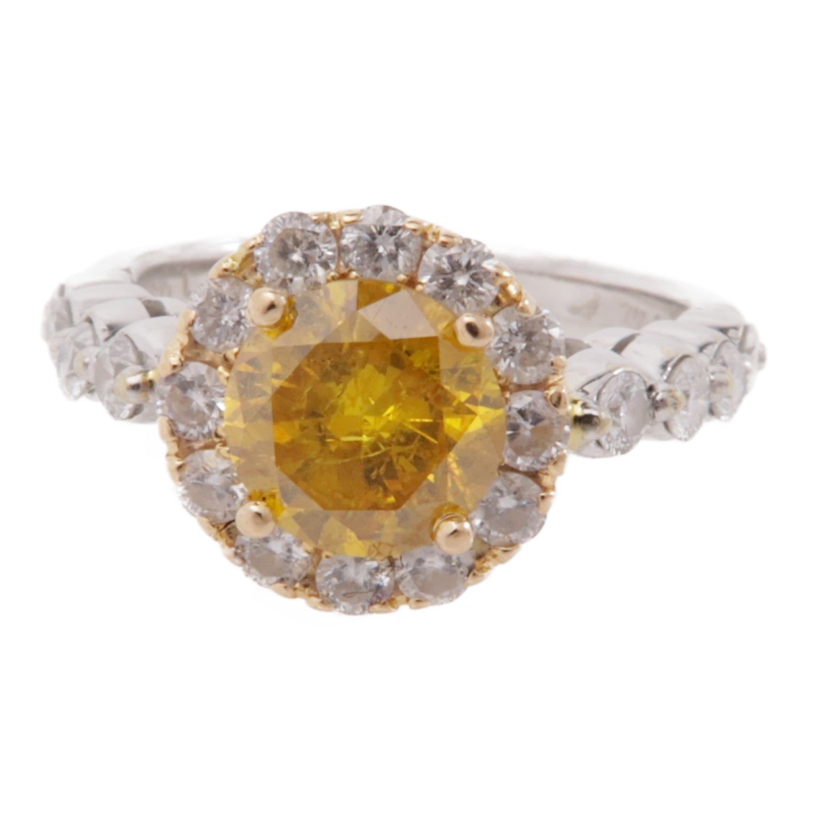 JEWELRY 18K白金Yellow Diamond Ring鑽石戒指US#5