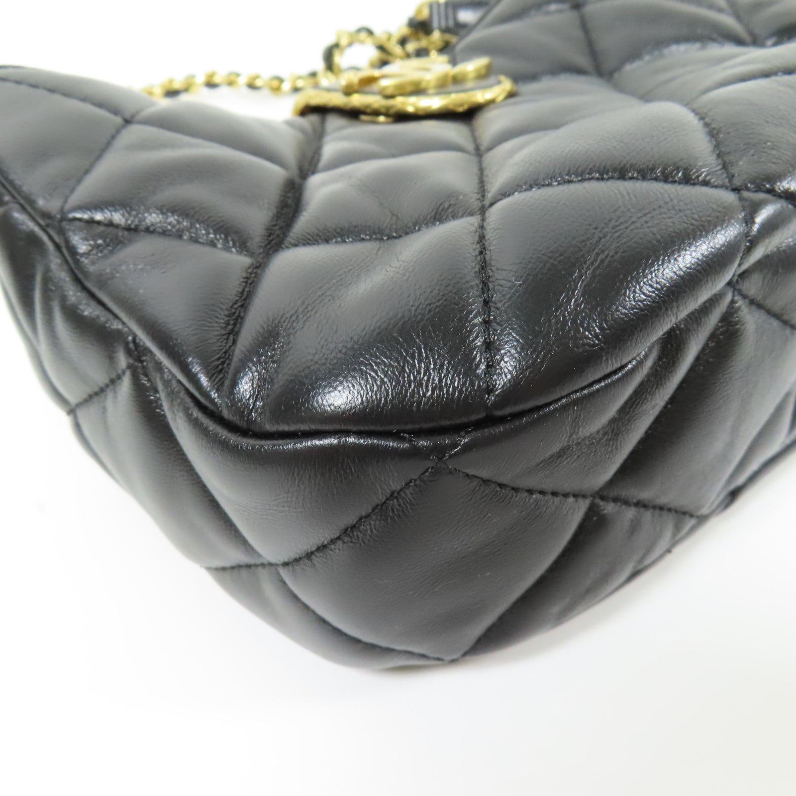 CHANEL 羊皮皮革Hobo Handbag金扣手挽肩背兩用袋