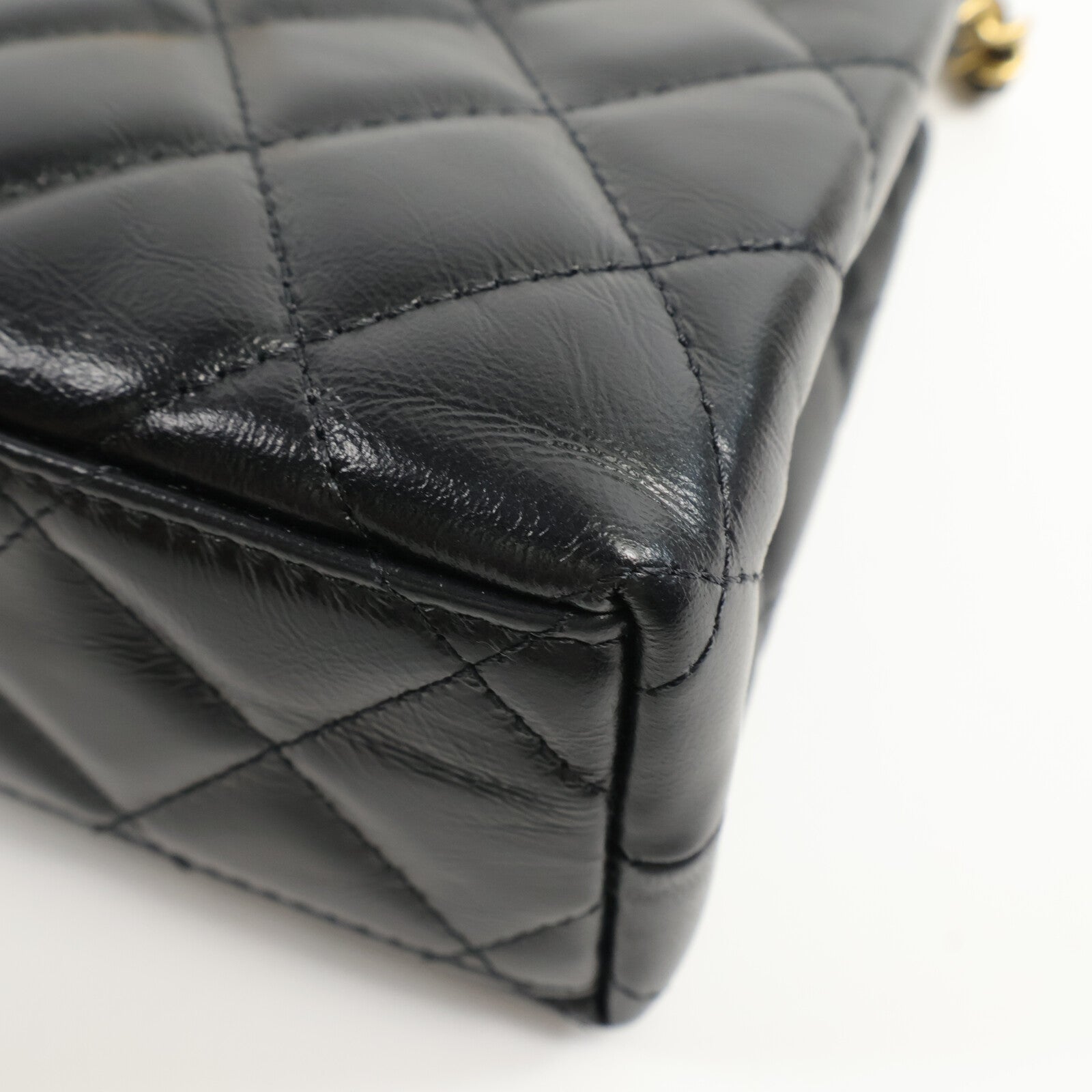 CHANEL 牛皮皮革Kelly Mini鏈帶手挽肩背兩用袋