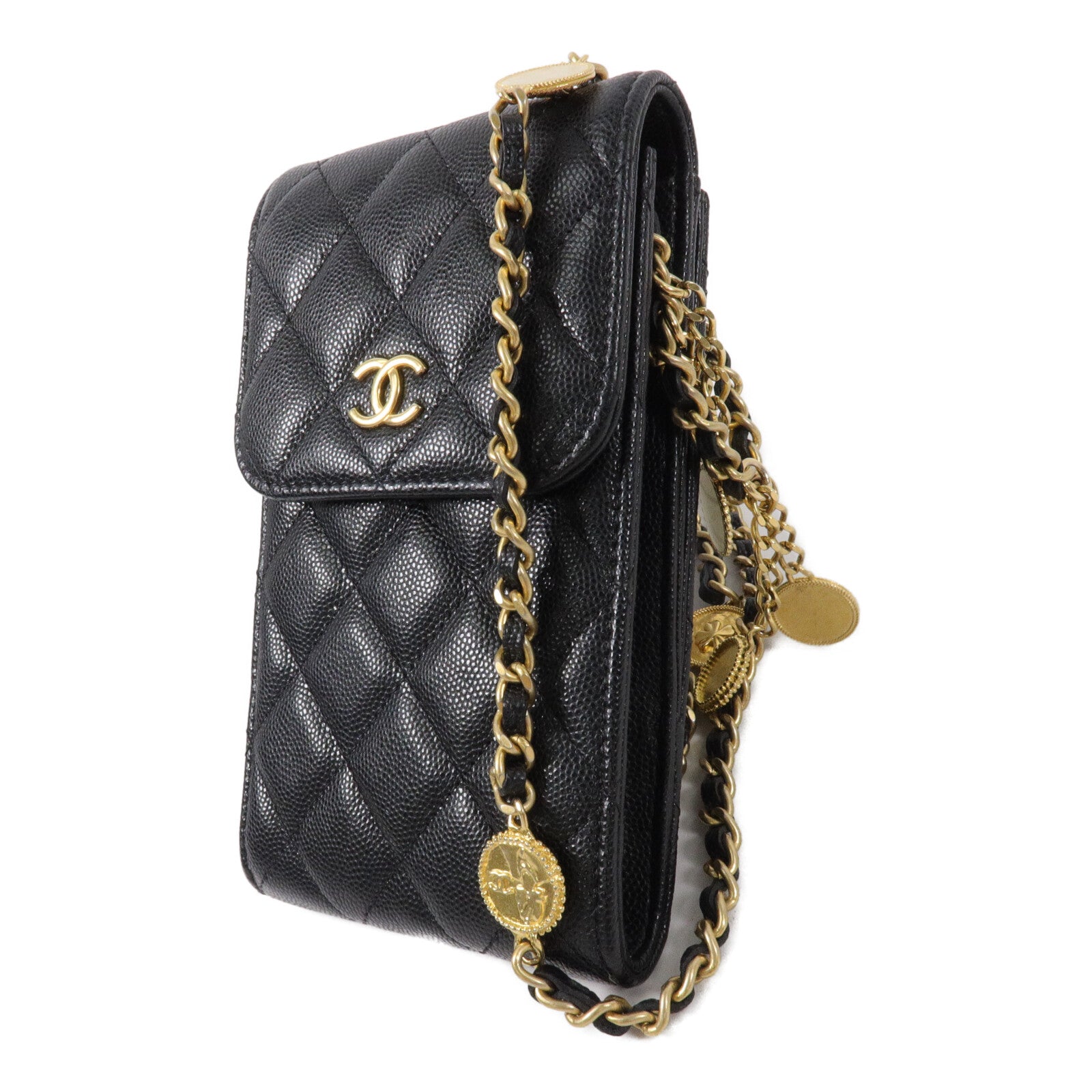 CHANEL 牛皮皮革Phone Bag鏈帶肩背袋