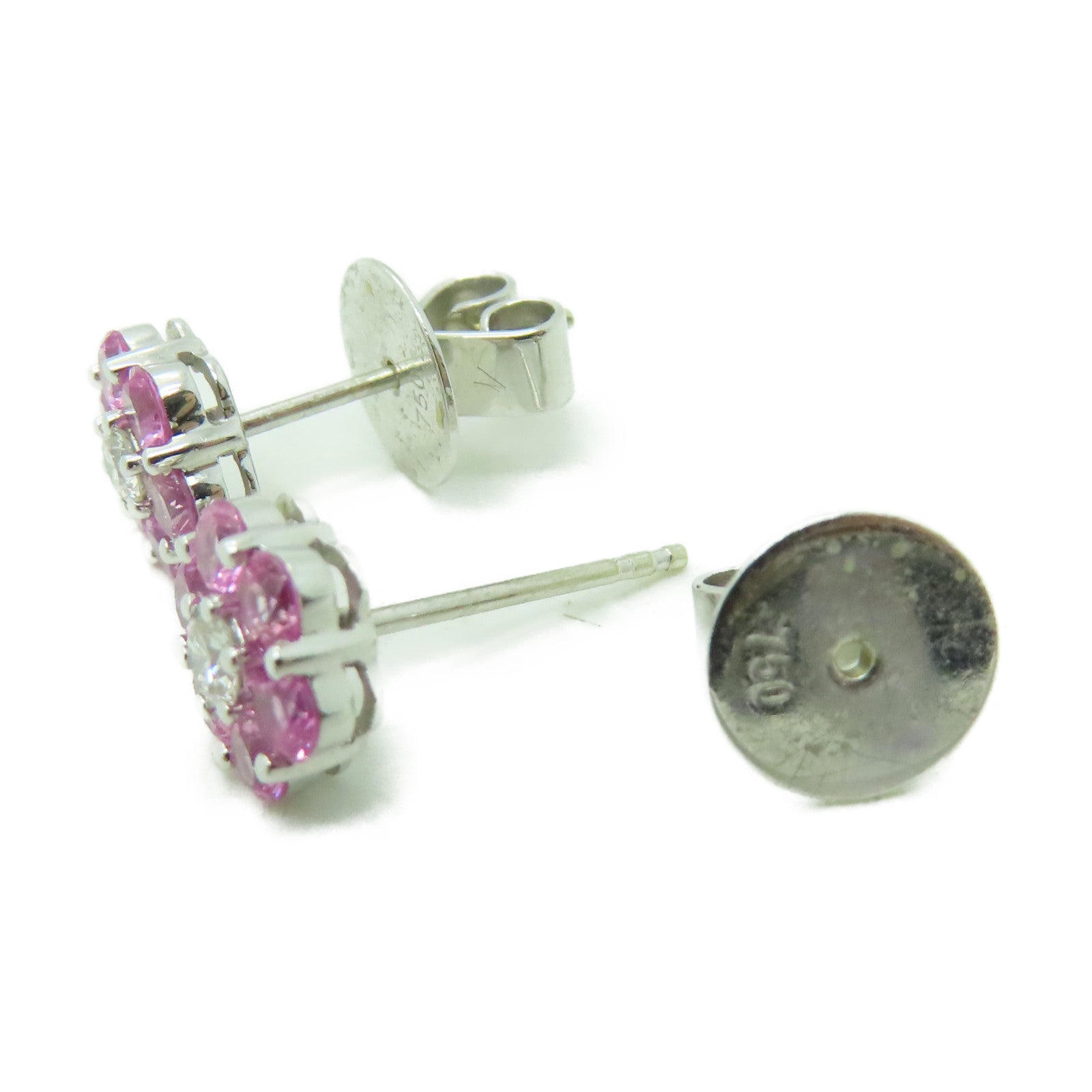 JEWELRY 【激減優惠】18K白金Earrings粉紅色藍寶石耳環