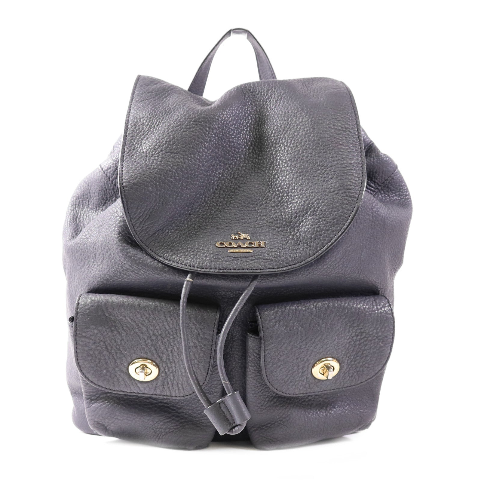 COACH GHW Backpack F37410 Calfskin Leather Grey