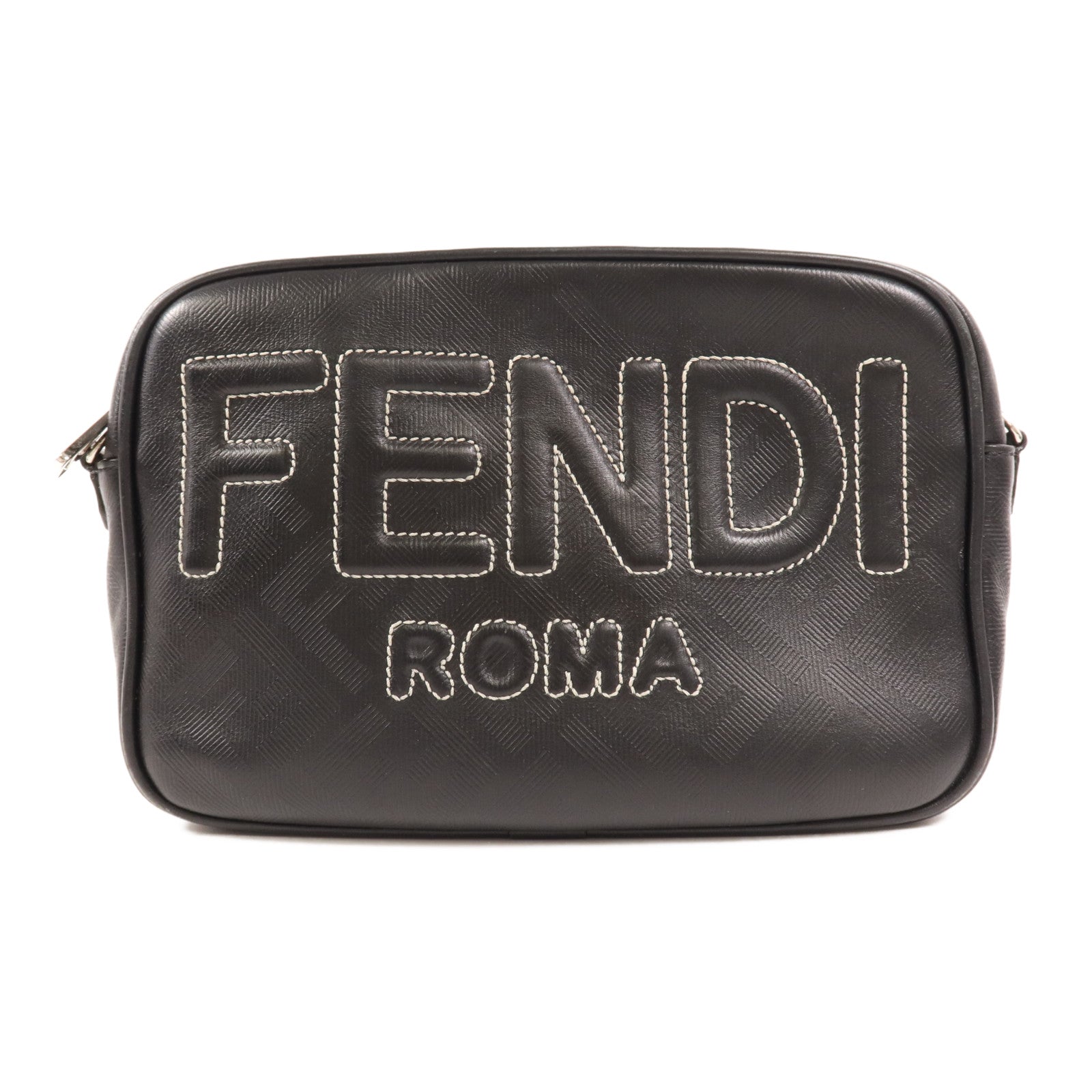 FENDI 皮革Camera Bag銀扣肩背袋
