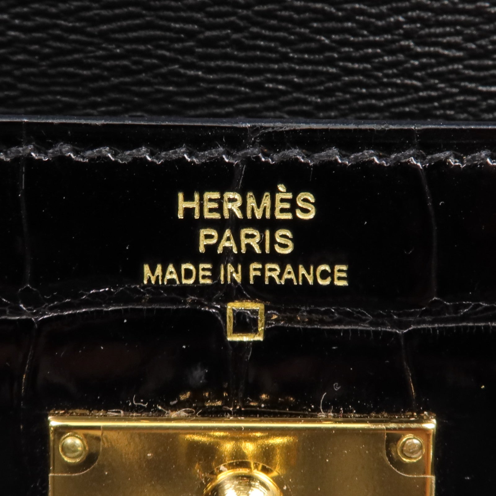 HERMES 【激減優惠】Alligator皮革Kelly Long Wallet金扣長錢包Noir