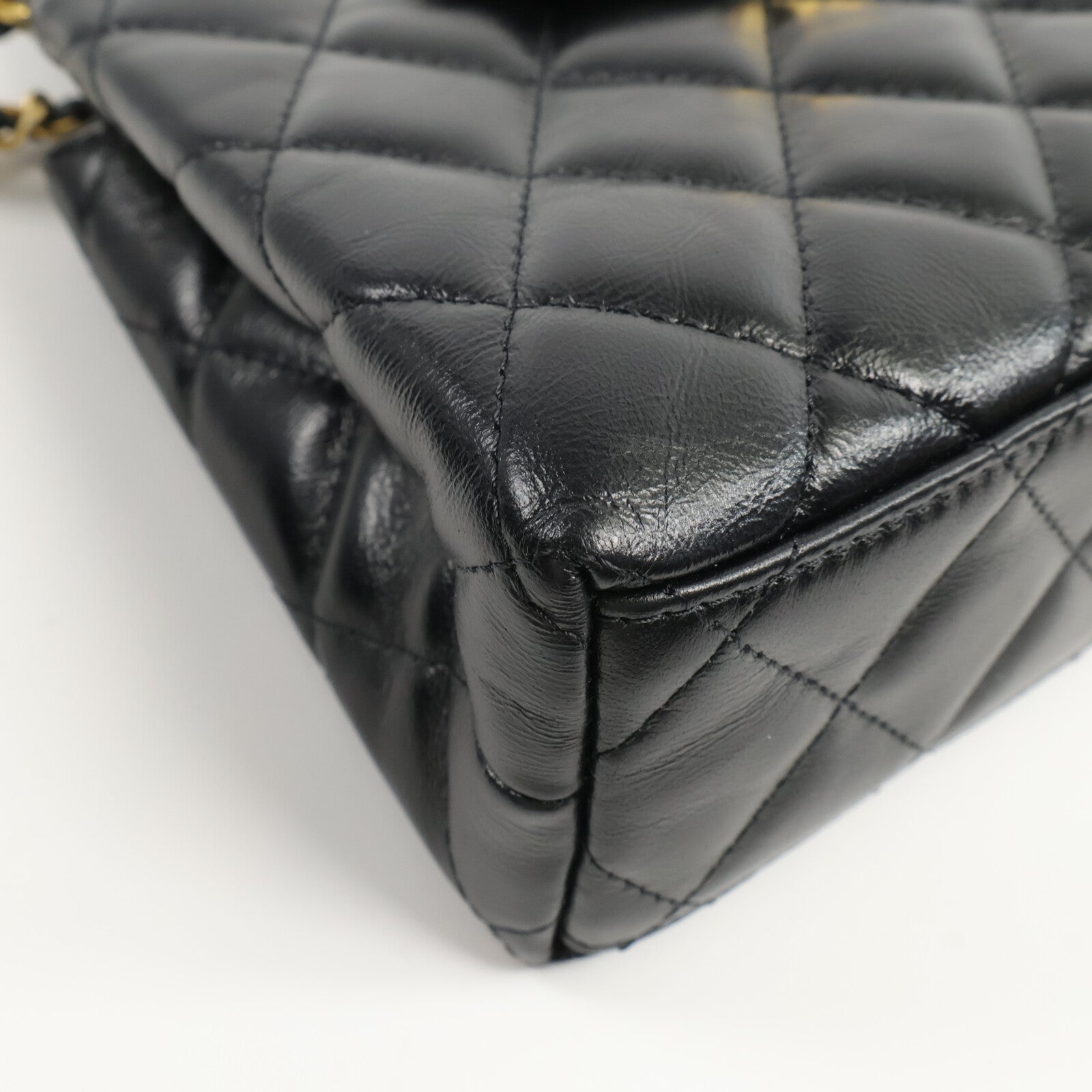 CHANEL 牛皮皮革Kelly Mini鏈帶手挽肩背兩用袋