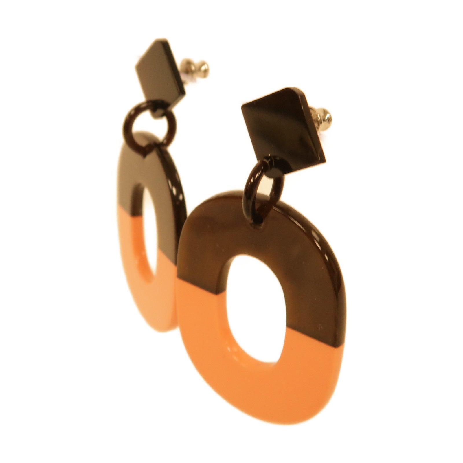 HERMES 【激減優惠】水牛角Earrings耳環啡色/粉紅色