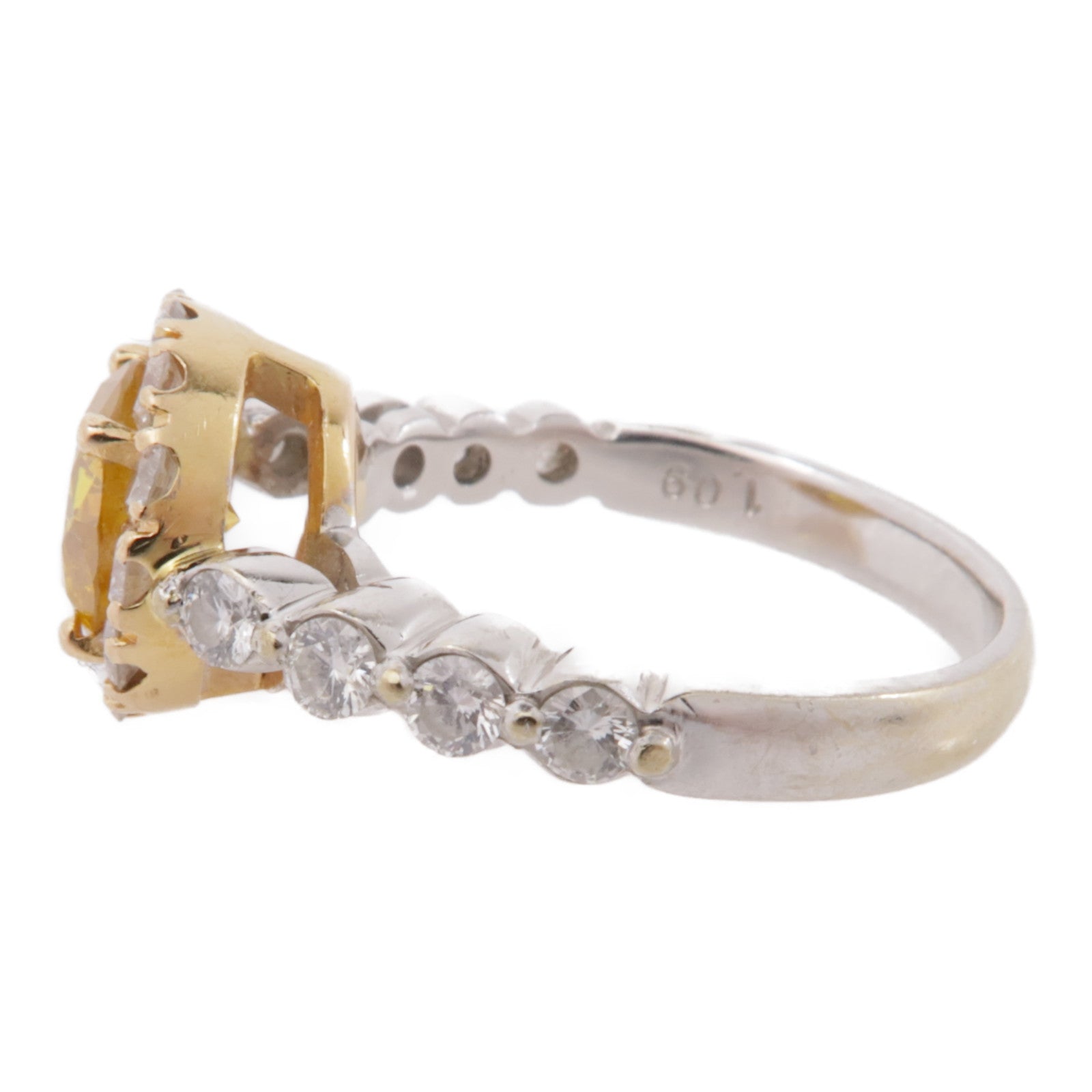 JEWELRY 18K白金Yellow Diamond Ring鑽石戒指US#5