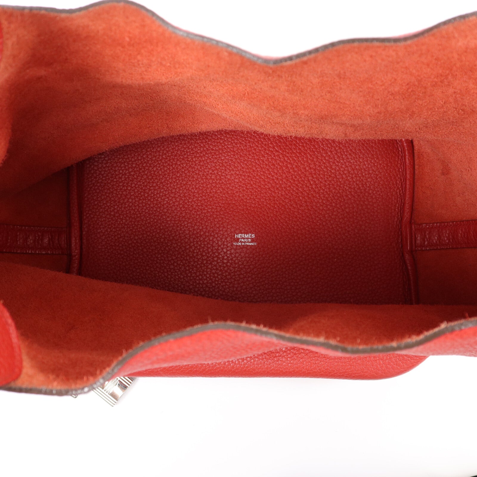 HERMES Clemence皮革Picotin GM手挽袋Rouge Garance