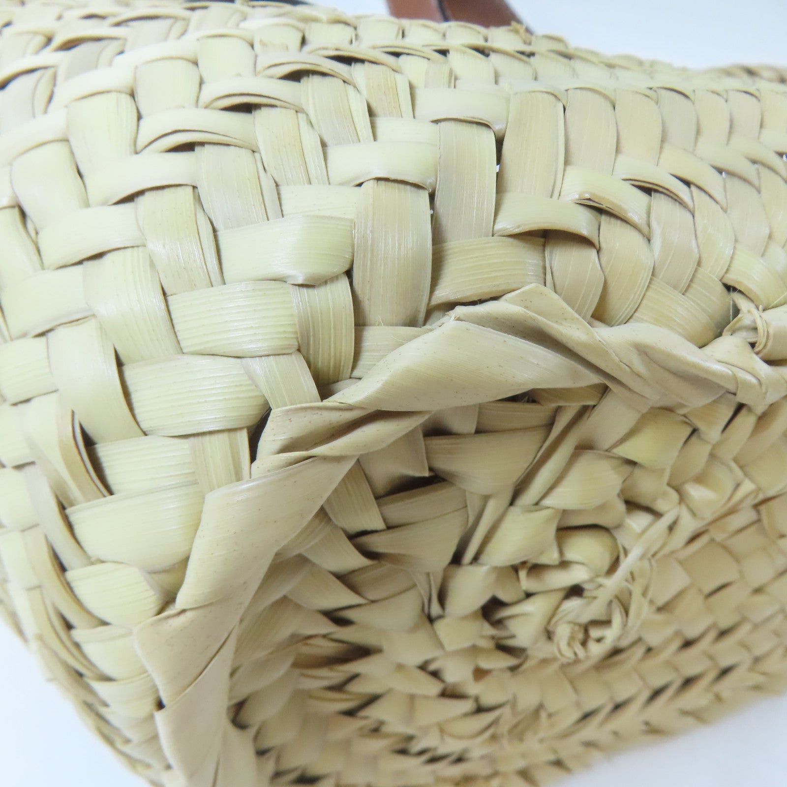 LOEWE 酒椰/皮革Basket Bag銀扣肩背袋/手挽袋啡色