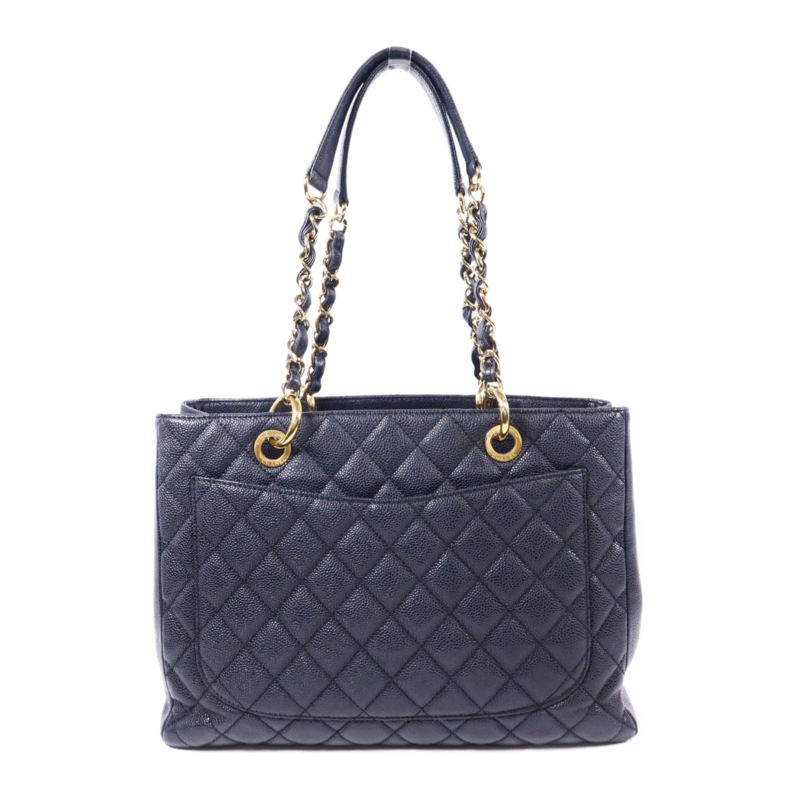 CHANEL 牛皮皮革GST Grand Shopping Tote Bag金扣鏈帶肩背袋