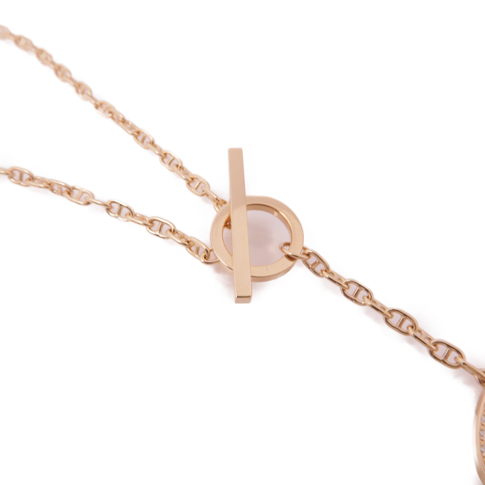 HERMES 18K玫瑰金Chaine D'Ancre Contour Pendent鑽石項鍊