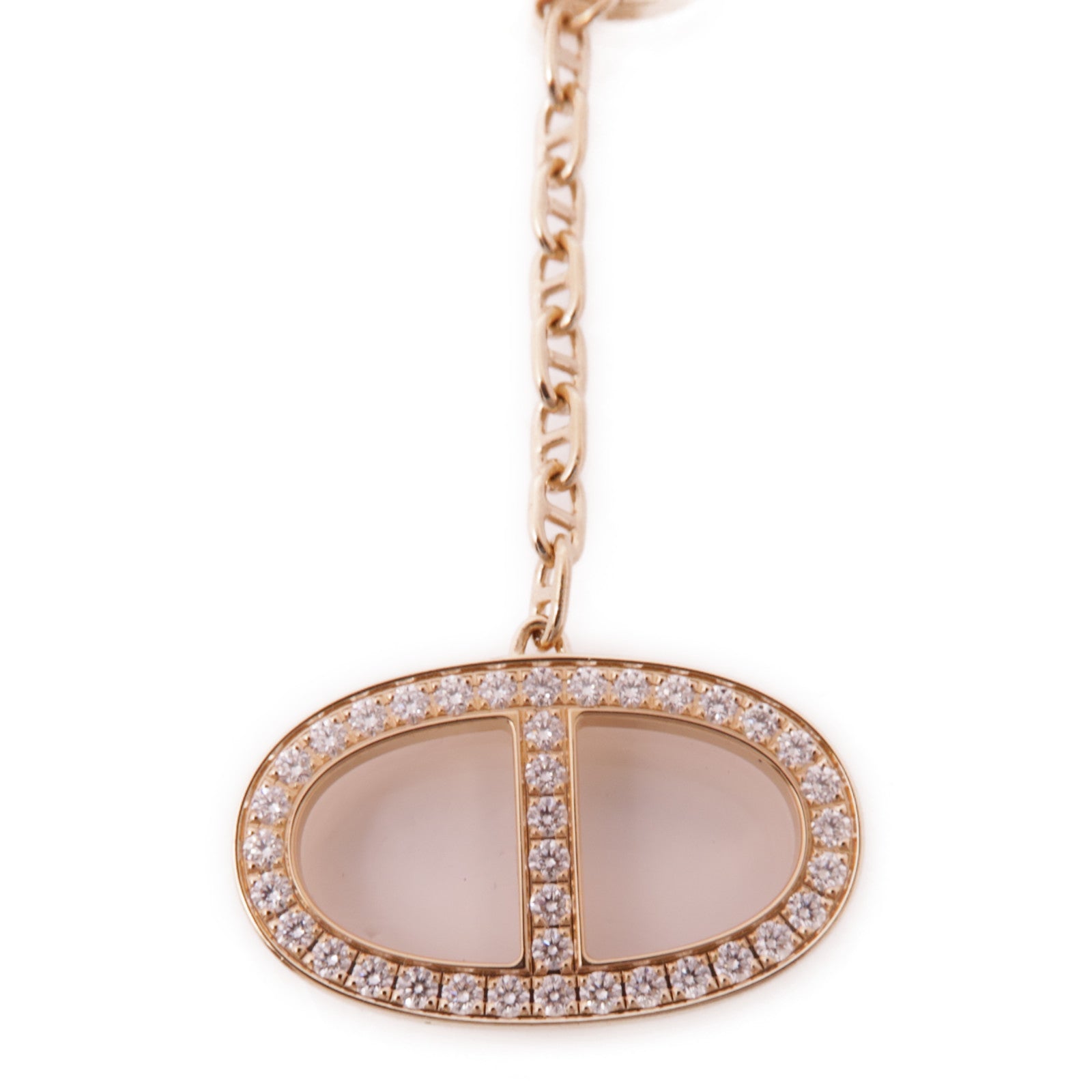 HERMES 18K玫瑰金Chaine D'Ancre Contour Pendent鑽石項鍊