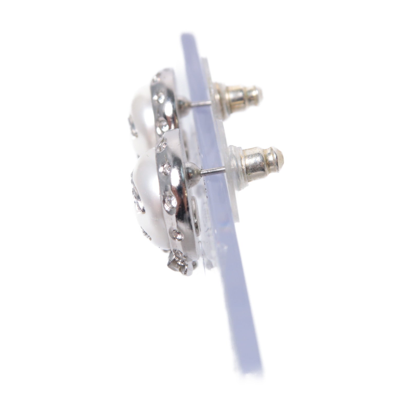 CHANEL 【激減優惠】PVC金屬Earrings耳環銀色/白色